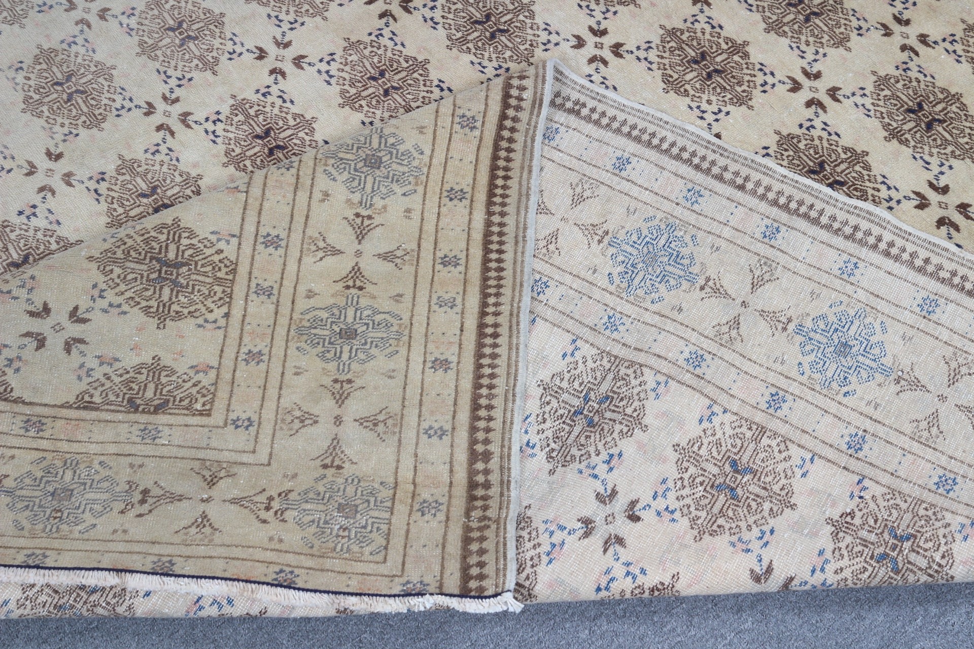 Salon Halıları, Vintage Halı, Soluk Halılar, Ev Dekorasyonu Halısı, Mutfak Halısı, 6.6x9.1 ft Büyük Halılar, Türk Halıları, Bej Yün Halı, Oturma Odası Halıları