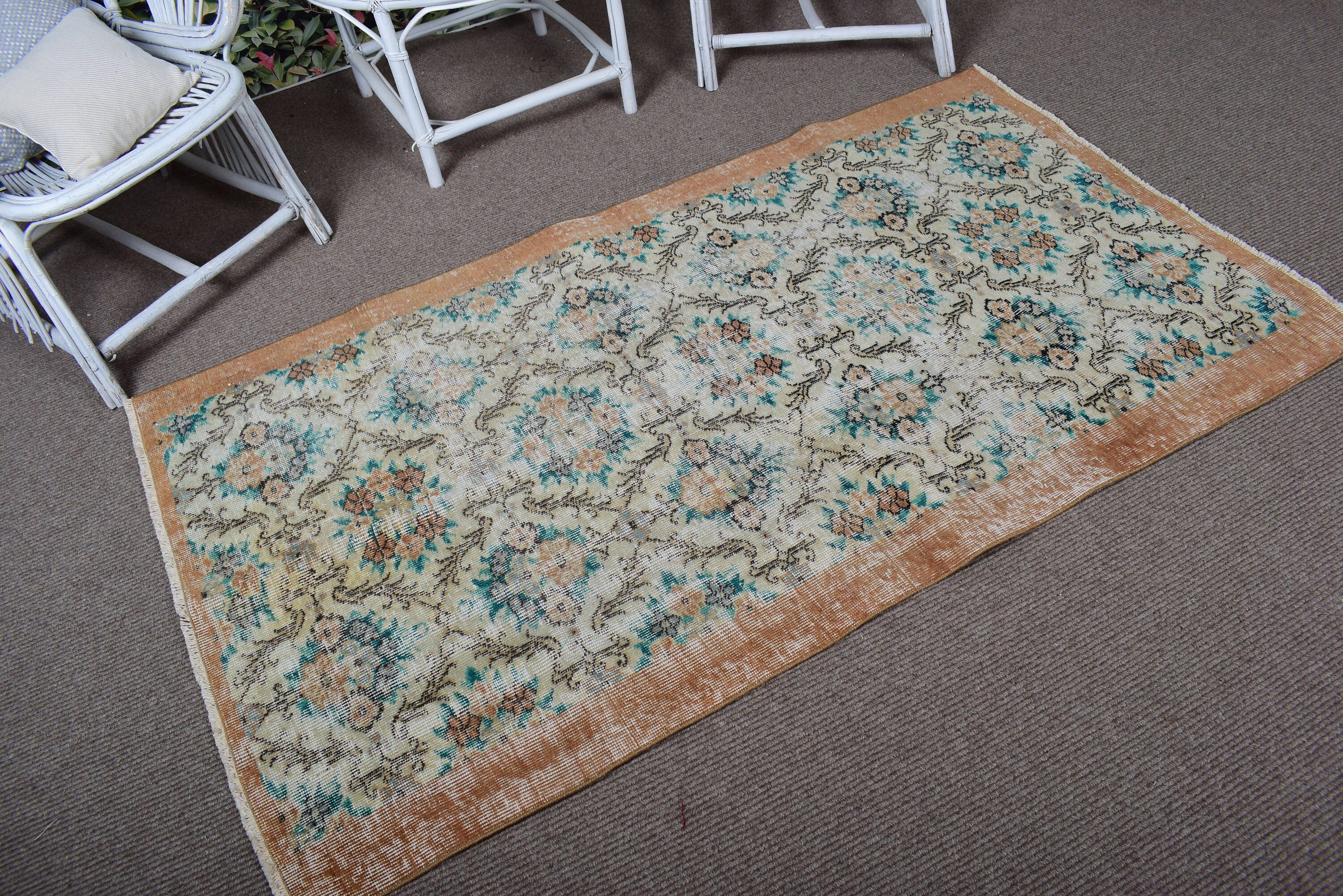 Floor Rug, 3.5x6.2 ft Accent Rugs, Vintage Rug, Bedroom Rugs, Neutral Rug, Turkish Rug, Vintage Accent Rug, Beige Luxury Rug