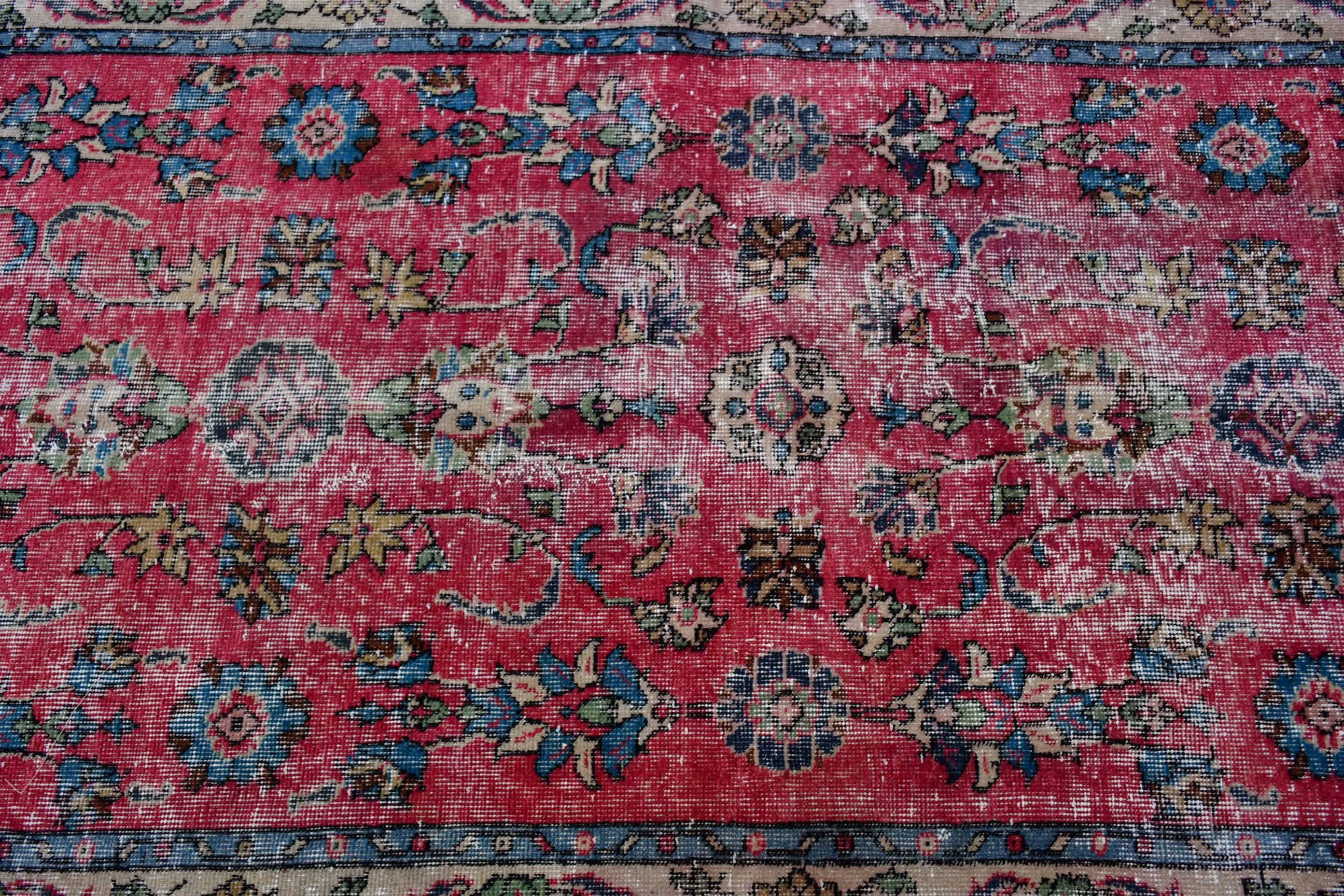 Kitchen Rug, 3.3x6.3 ft Accent Rugs, Nursery Rug, Boho Rug, Vintage Rugs, Oriental Rug, Turkish Rug, Rugs for Kitchen, Red Kitchen Rugs