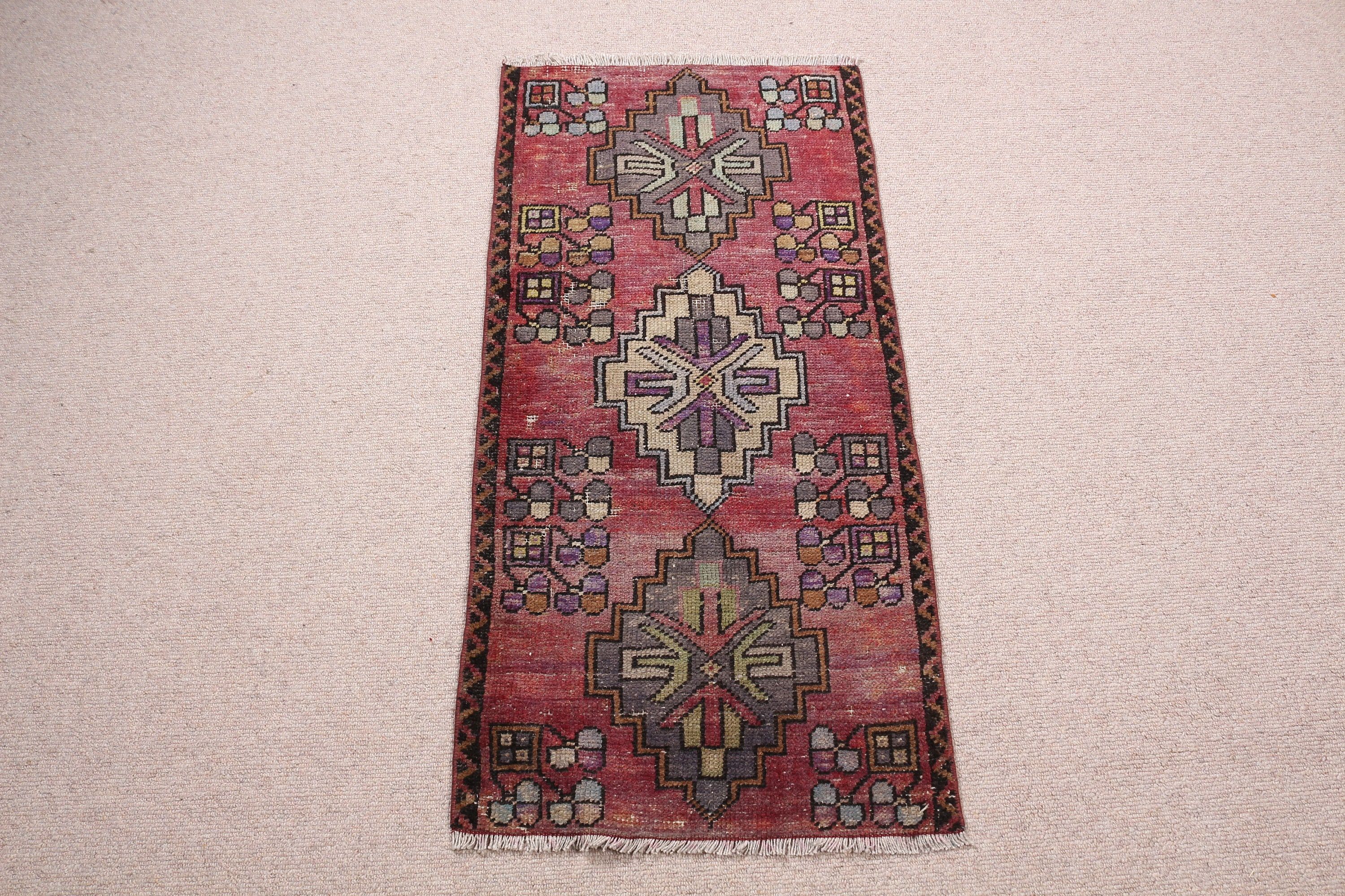 Bath Rug, Turkish Rug, Oriental Rug, Kitchen Rug, Purple Cool Rugs, Rugs for Kitchen, Handmade Rugs, 1.6x3.3 ft Small Rug, Vintage Rugs