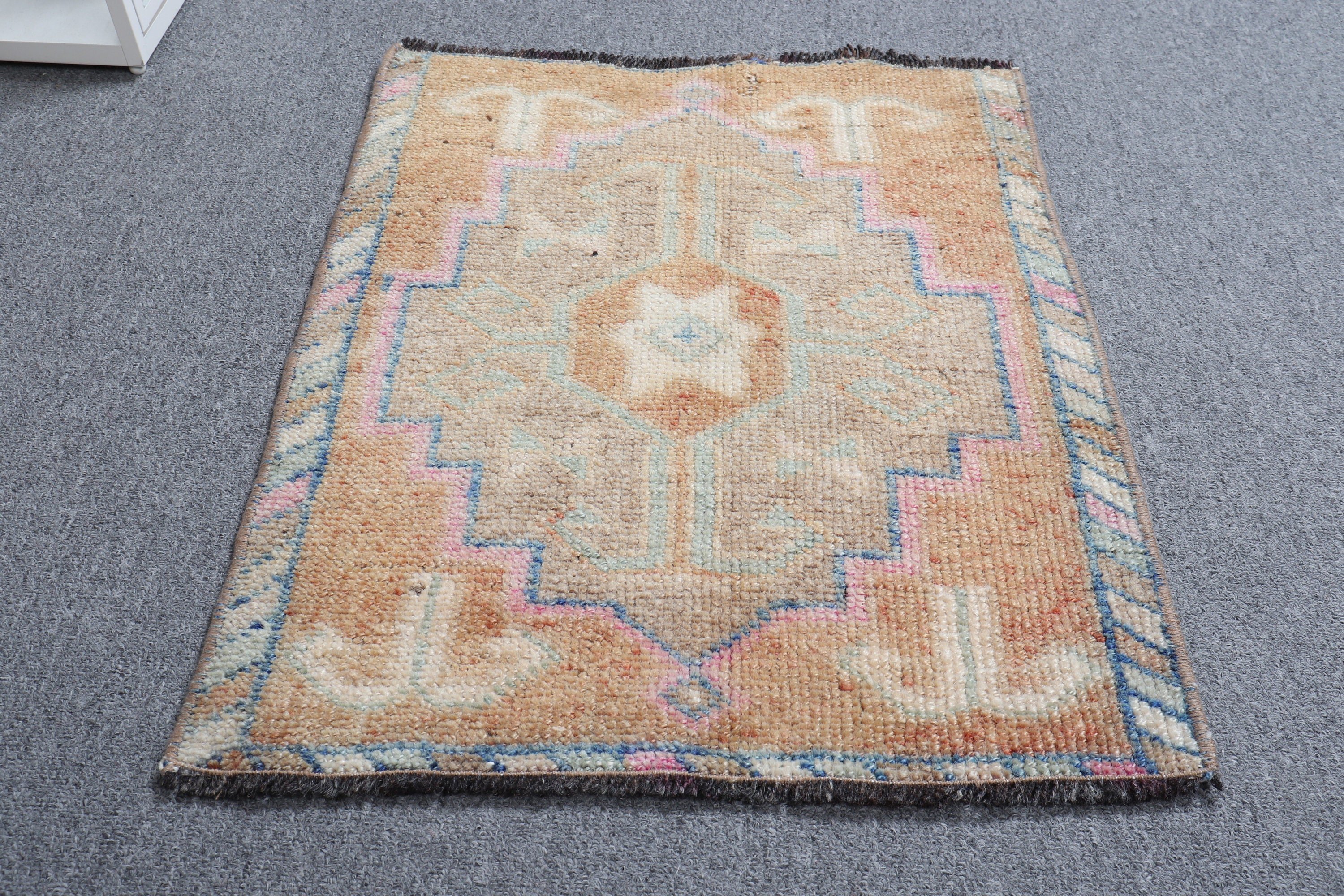 Orange Bedroom Rug, Vintage Rugs, Wool Rug, Bath Rug, Rugs for Entry, 1.5x2 ft Small Rugs, Turkish Rug, Oriental Rugs, Nursery Rug, Old Rug