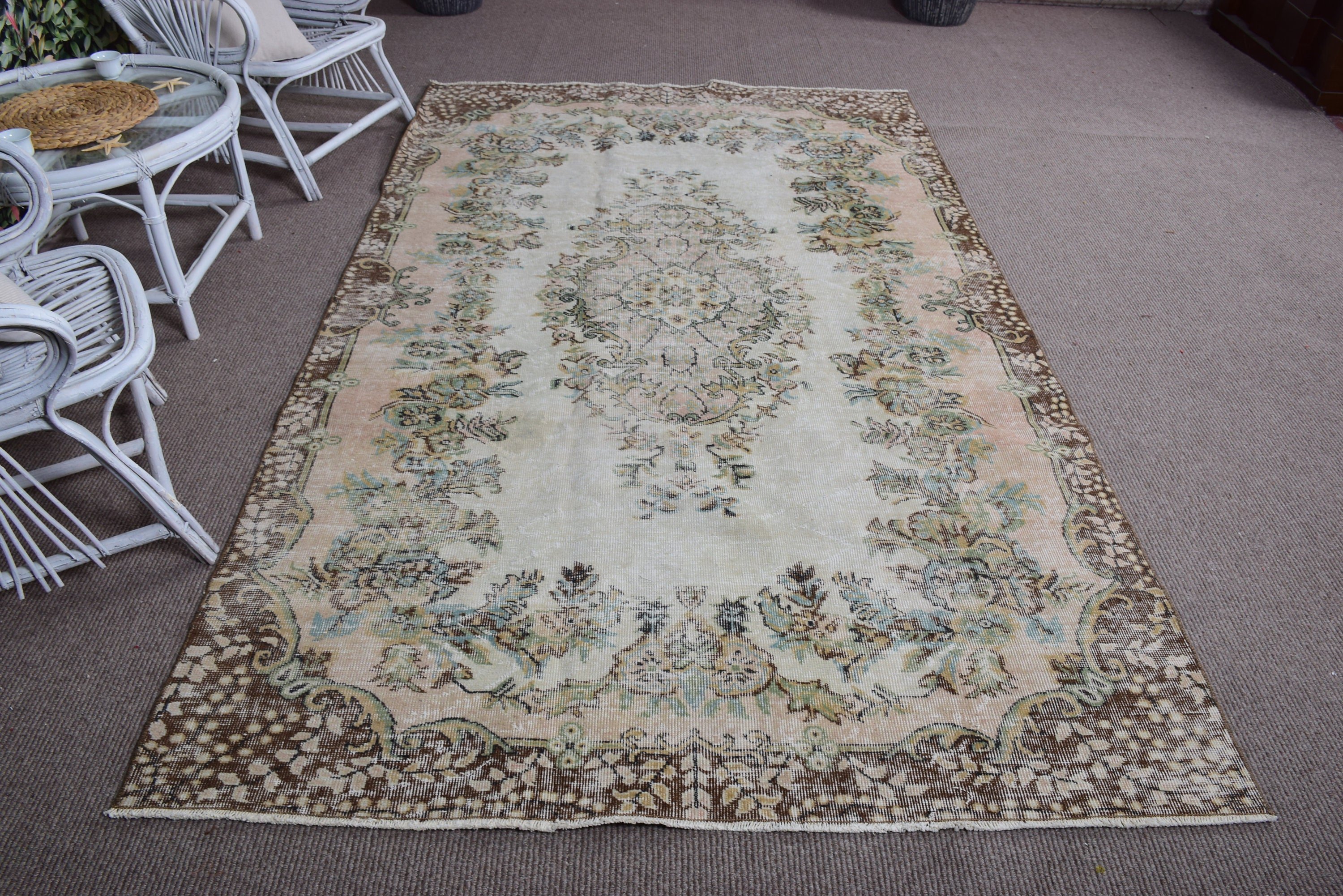 Boho Halı, Türk Halıları, Bej Ev Dekorasyonu Halıları, 5,4x9,1 ft Büyük Halı, Oturma Odası Halıları, Vintage Halılar, Düz Dokuma Halılar, Yatak Odası Halıları