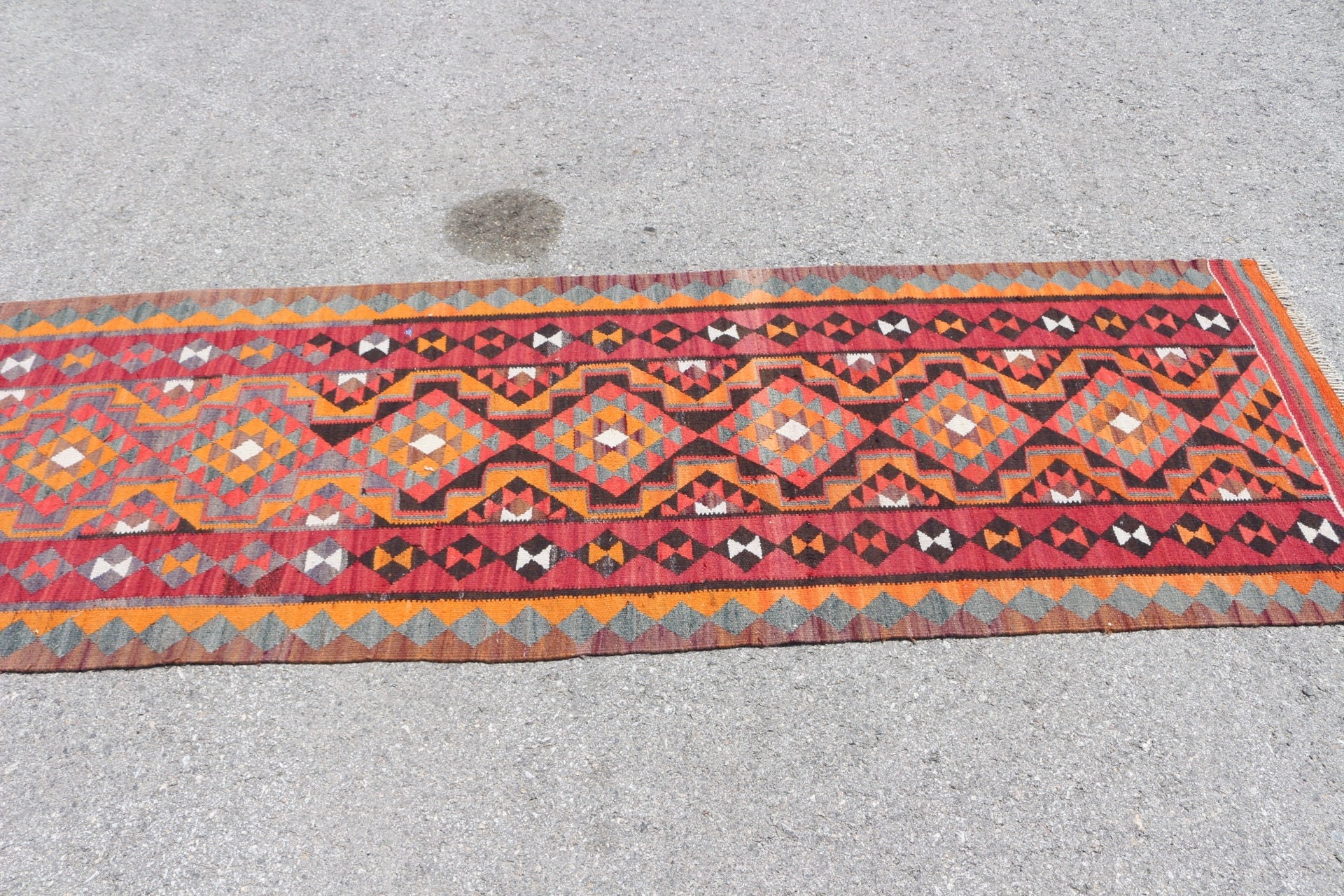 Kitchen Rugs, Floor Rug, Art Rug, Vintage Rug, Orange Floor Rug, Turkish Rug, Rugs for Runner, 2.7x9.3 ft Runner Rug, Ethnic Rug, Stair Rug