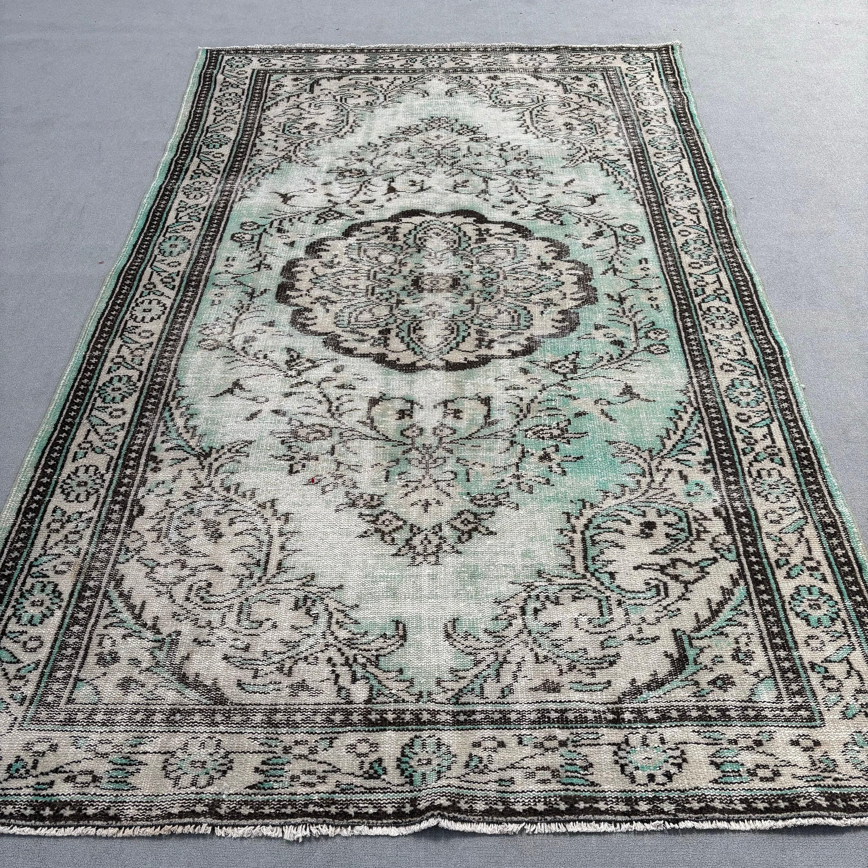 Oryantal Halı, Oturma Odası Halısı, Türk Halısı, Vintage Halı, Kabile Halısı, Yeşil Yün Halı, 5.9x9.4 ft Büyük Halı, Yemek Odası Halıları