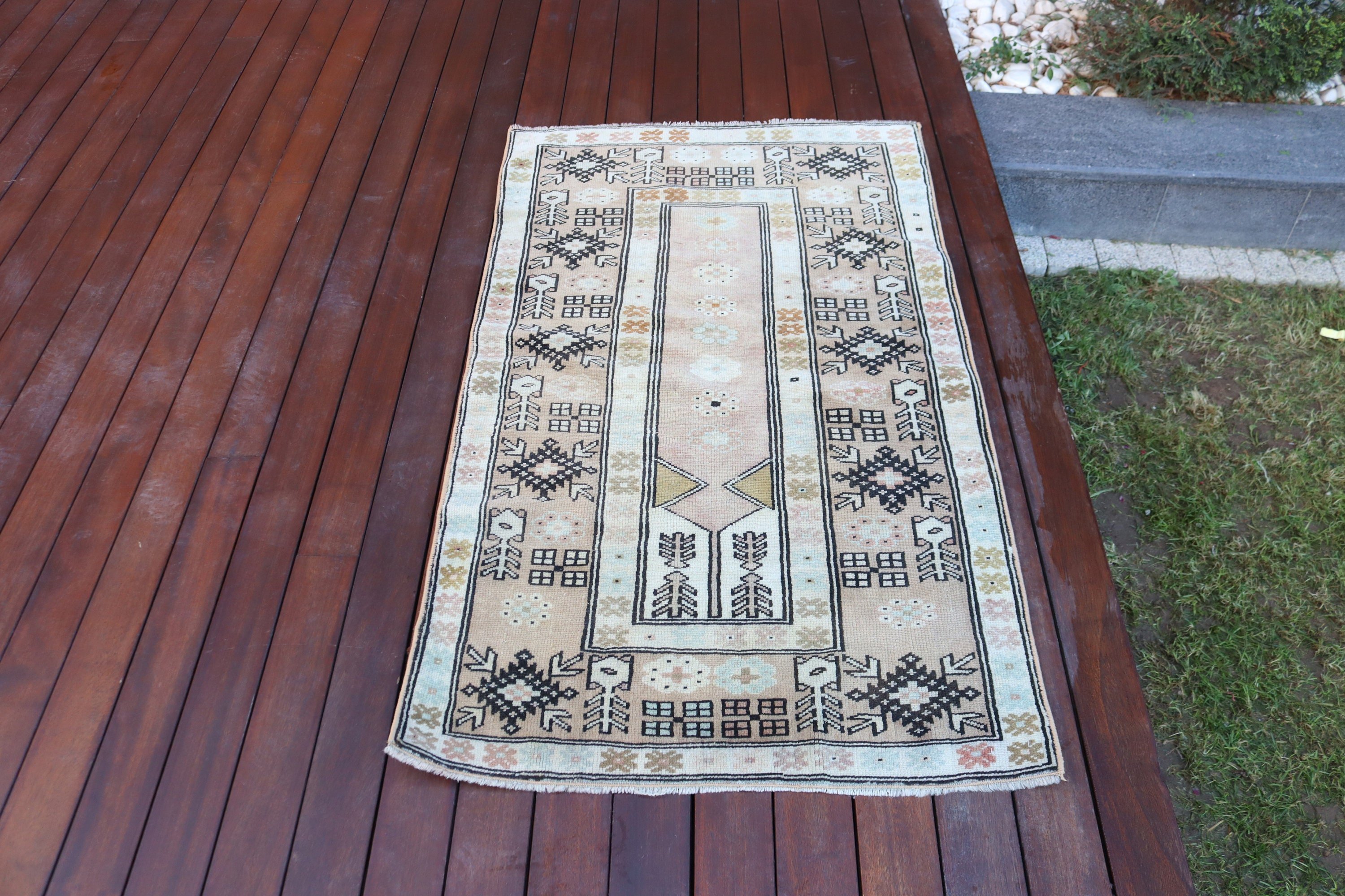 Office Rug, Turkish Rug, Bedroom Rug, Vintage Rugs, 2.7x4.5 ft Small Rugs, Oriental Rug, Small Area Rugs, Brown Antique Rugs, Entry Rugs