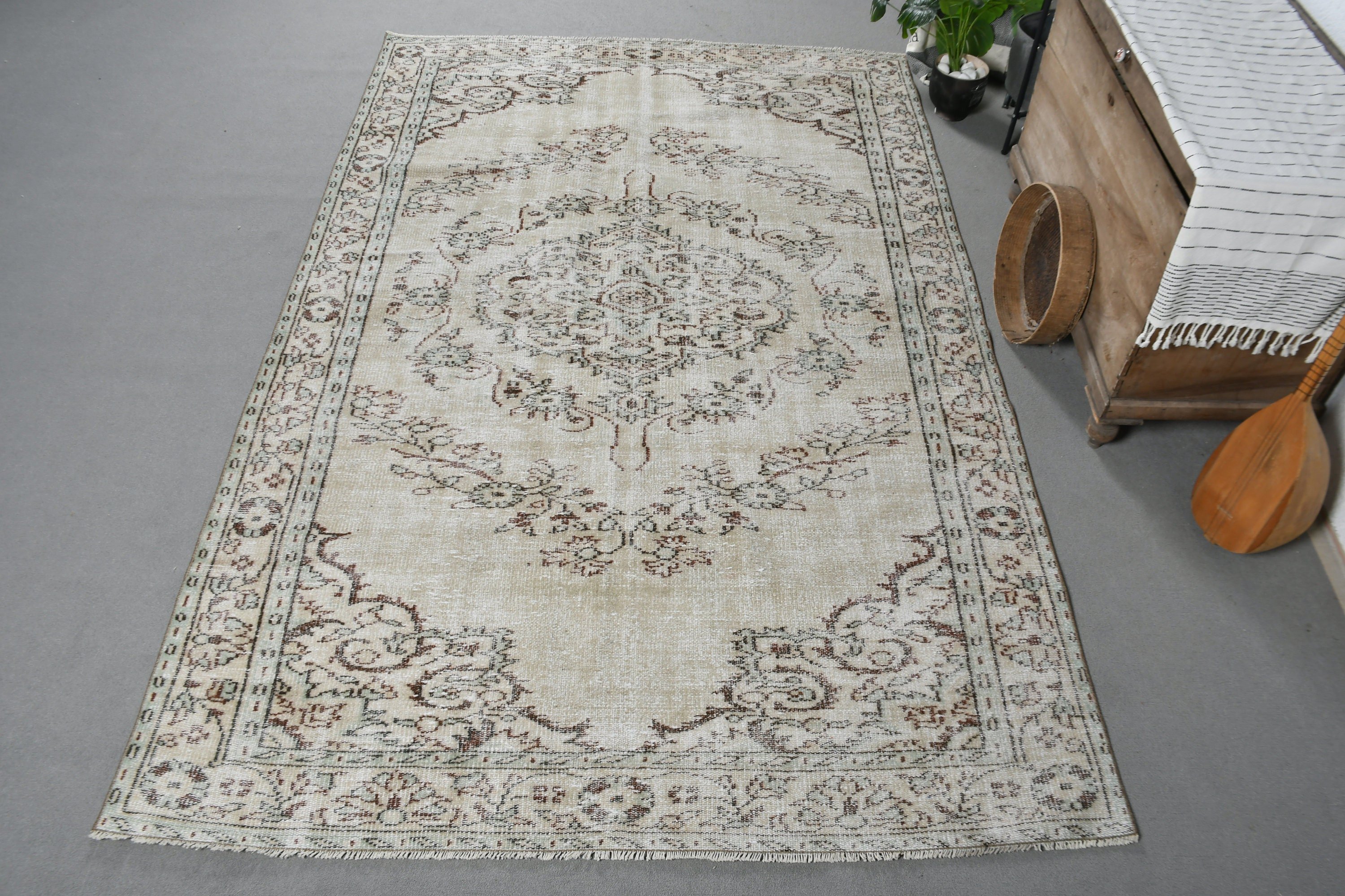 5.9x9.1 ft Büyük Halı, Yatak Odası Halısı, Türk Halıları, Yeşil Anadolu Halıları, El Yapımı Halı, Vintage Halı, Mutfak Halıları, Oturma Odası Halısı, Oushak Halısı