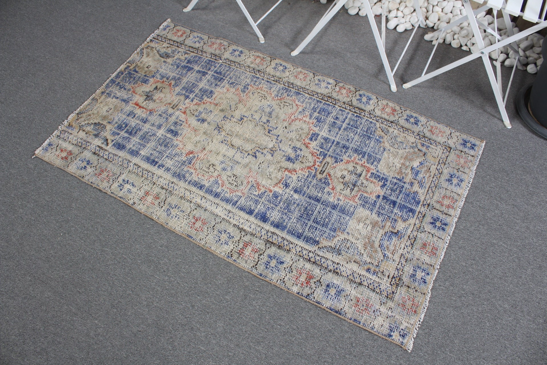 Bath Rug, Turkish Rugs, Rugs for Nursery, Vintage Rug, Entry Rug, Oushak Rug, Blue Bedroom Rug, Tribal Rug, 2.7x4.6 ft Small Rug, Floor Rug