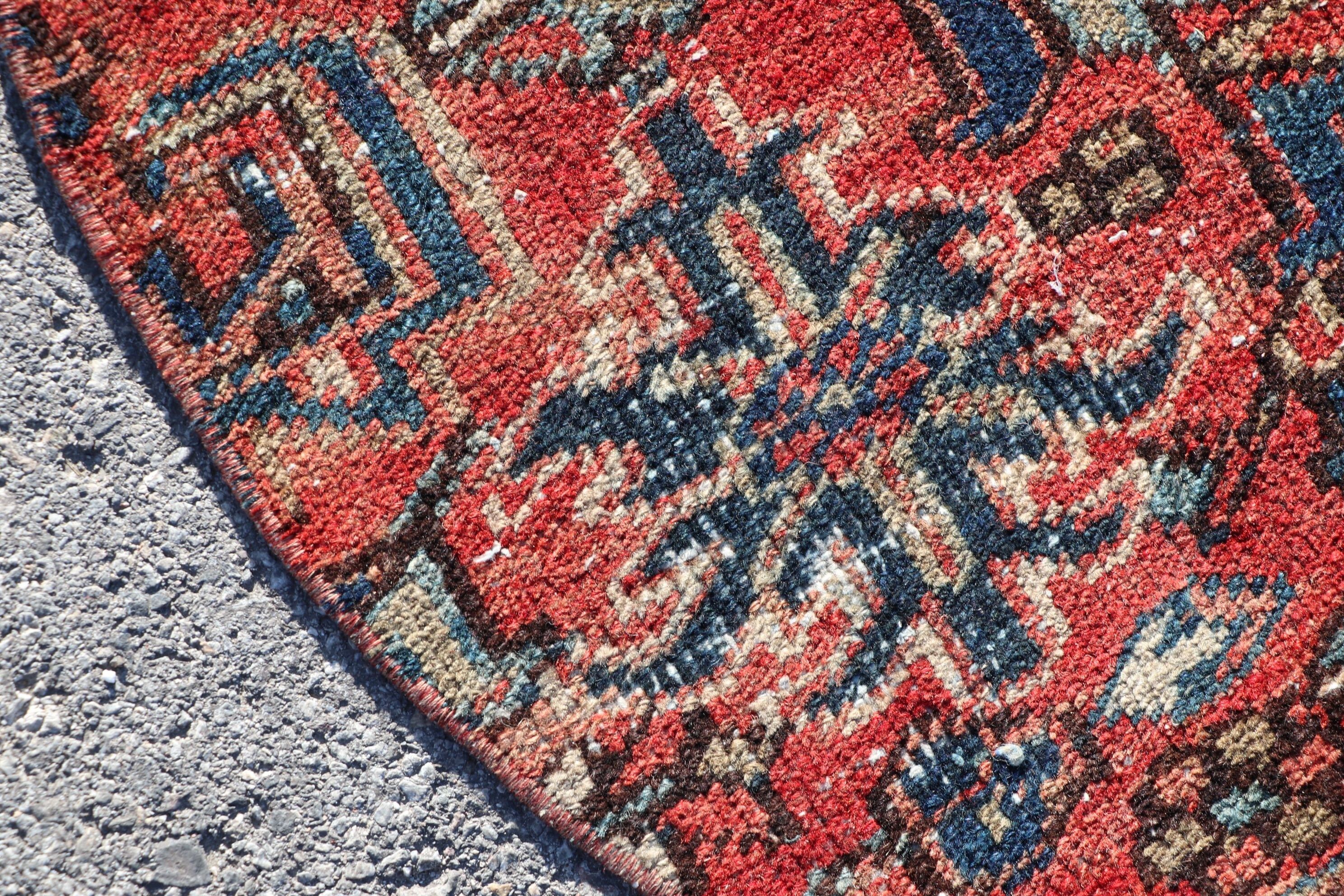 Turkish Rug, Rugs for Bathroom, Vintage Rug, Floor Rug, Entry Rug, Red Floor Rug, Boho Rug, Bathroom Rug, Anatolian Rug, 3x3 ft Small Rugs