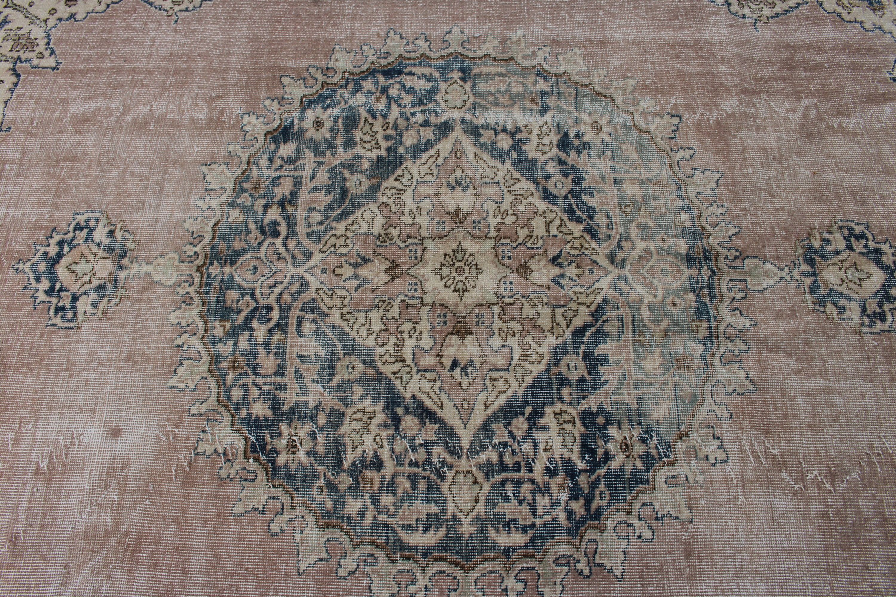 Havalı Halılar, Mavi Antika Halılar, Boho Halı, 6,5x9,9 ft Büyük Halı, Yatak Odası Halısı, Büyük Oushak Halıları, Vintage Halı, Türk Halısı, Oryantal Halı