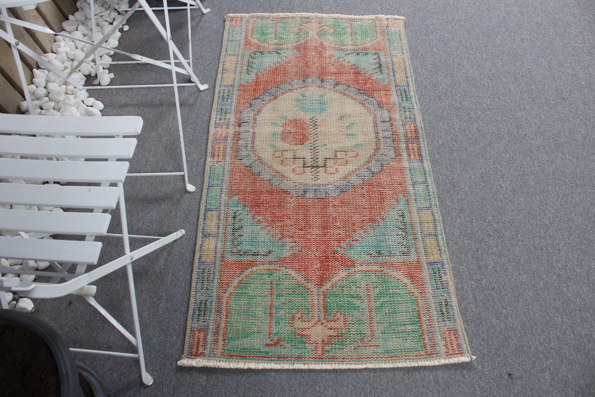 Oushak Rug, Vintage Rug, Bathroom Rug, Entry Rugs, Orange Home Decor Rugs, Wool Rug, Turkish Rugs, 2.3x4.4 ft Small Rugs, Rugs for Bedroom