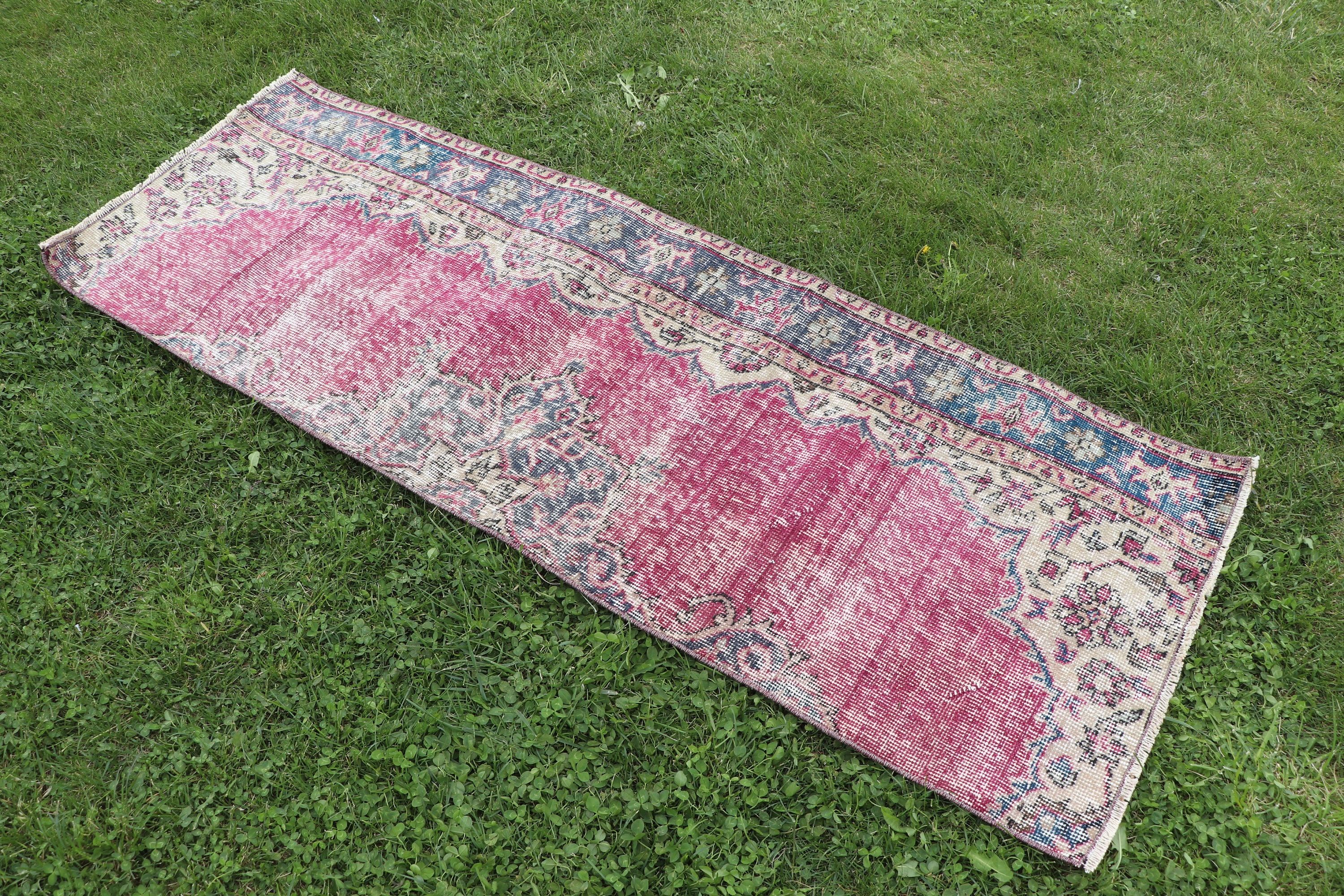 Turkish Rug, 1.9x5.4 ft Runner Rugs, Vintage Rugs, Rugs for Kitchen, Pink Boho Rugs, Wool Rugs, Beni Ourain Runner Rugs, Moroccan Rugs