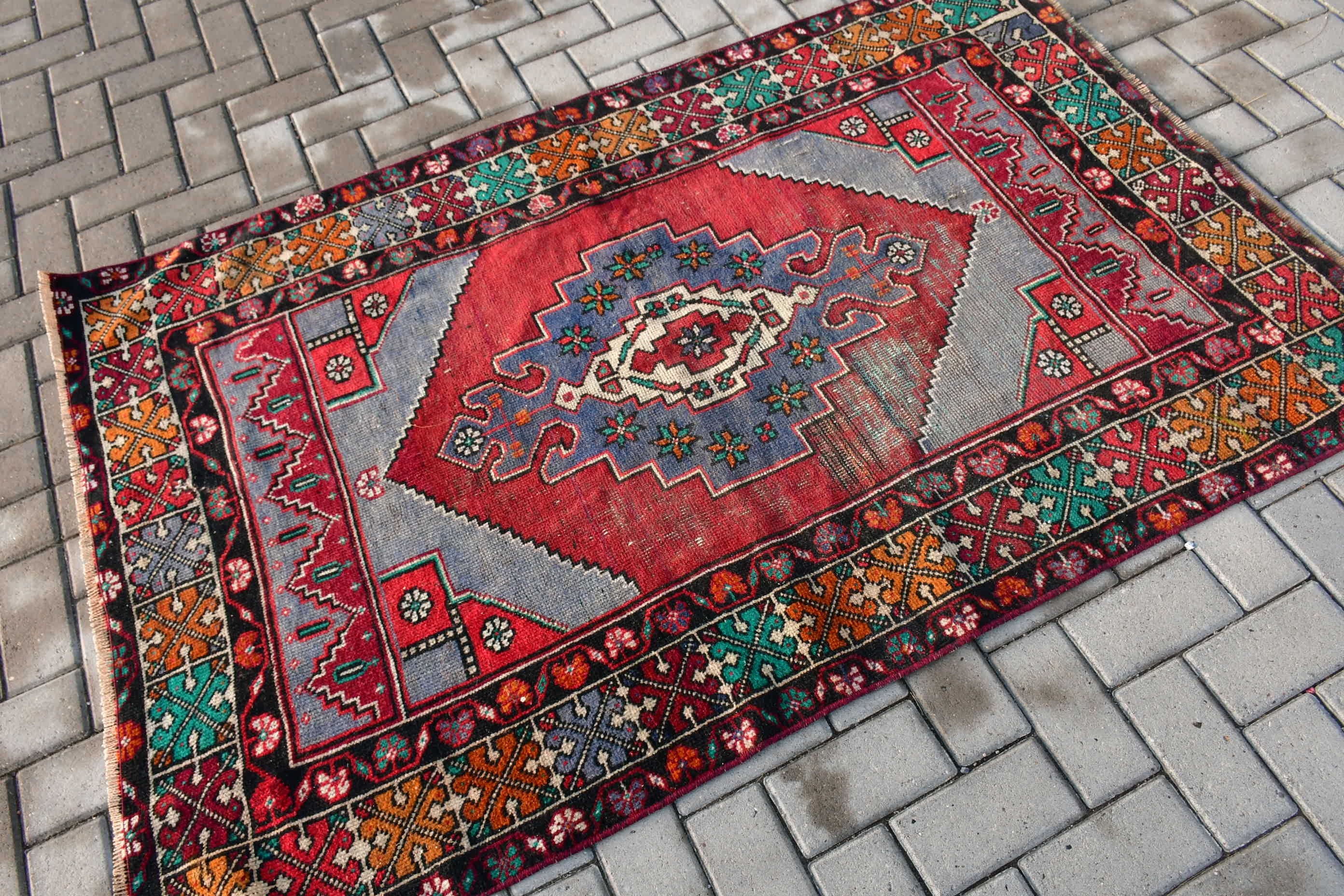 Nursery Rug, Vintage Rugs, Red Bedroom Rugs, Turkish Rug, Kitchen Rug, 3.9x5.9 ft Accent Rugs, Floor Rugs, Rugs for Kitchen, Cool Rug