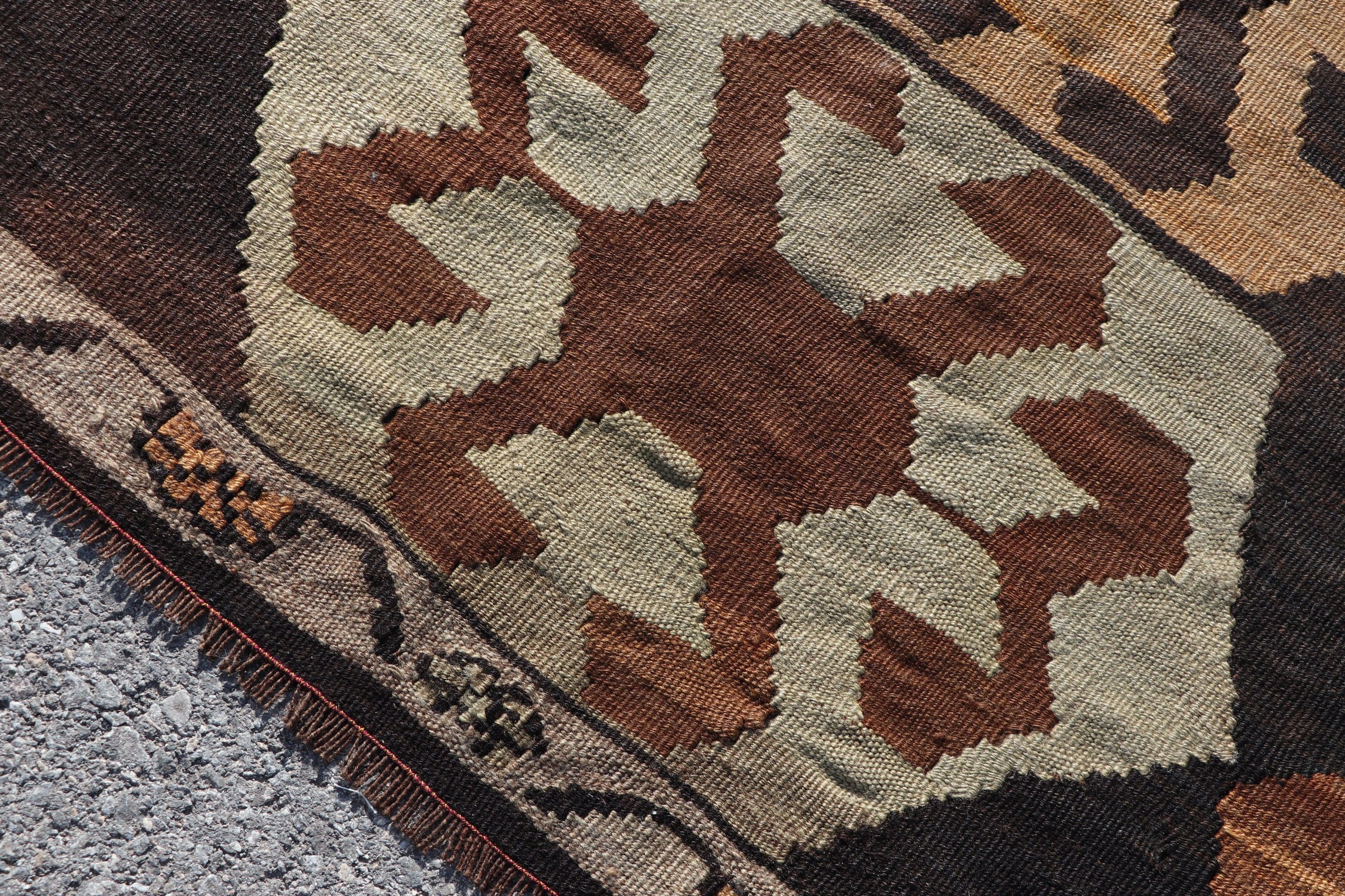 Vintage Rugs, Kilim, Oushak Rug, Bedroom Rug, Brown Wool Rug, Living Room Rug, 5.5x10.3 ft Large Rug, Turkish Rugs, Dining Room Rugs