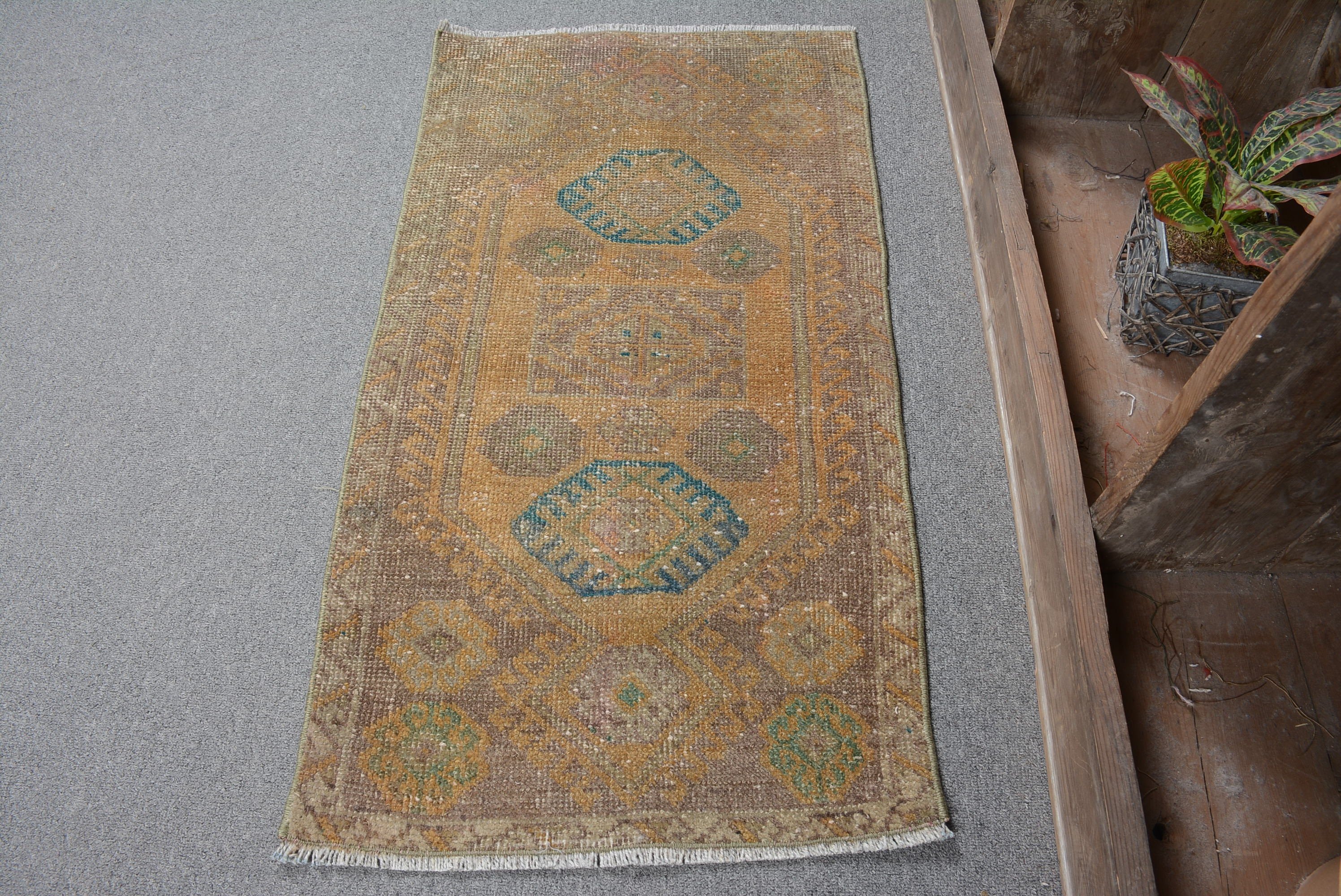 Bedroom Rug, Wool Rug, Bronze Oushak Rug, 1.6x3.1 ft Small Rug, Vintage Rug, Bathroom Rug, Turkish Rugs, Rugs for Car Mat, Kitchen Rug