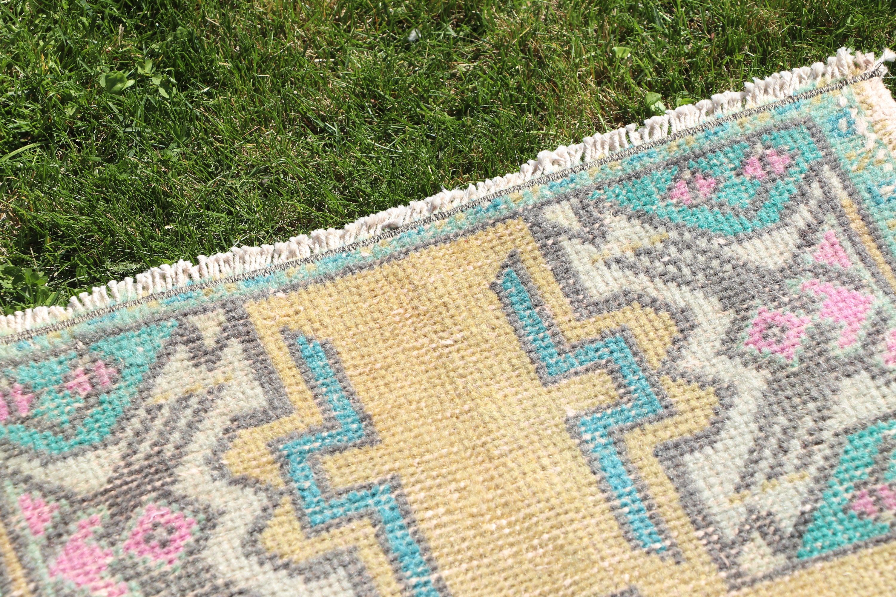 Vintage Rugs, Luxury Rugs, 1.5x2.7 ft Small Rug, Tribal Rugs, Small Vintage Rugs, Yellow Bedroom Rug, Neutral Rugs, Turkish Rugs, Entry Rug