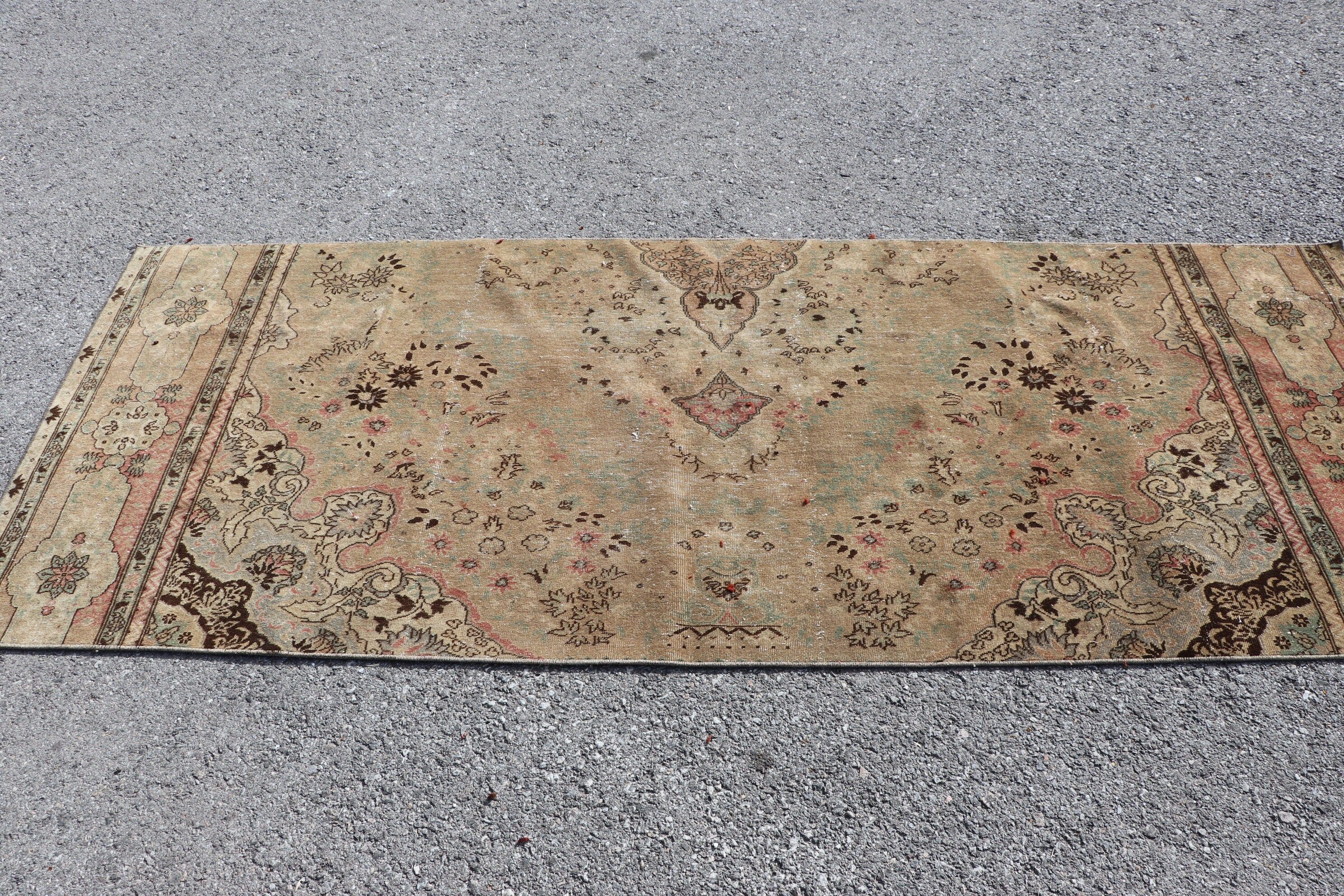 Stair Rug, Beige Oushak Rug, Cool Rug, Rugs for Kitchen, Vintage Rugs, Floor Rugs, Turkish Rug, Hallway Rug, 3.3x8.5 ft Runner Rug, Old Rug