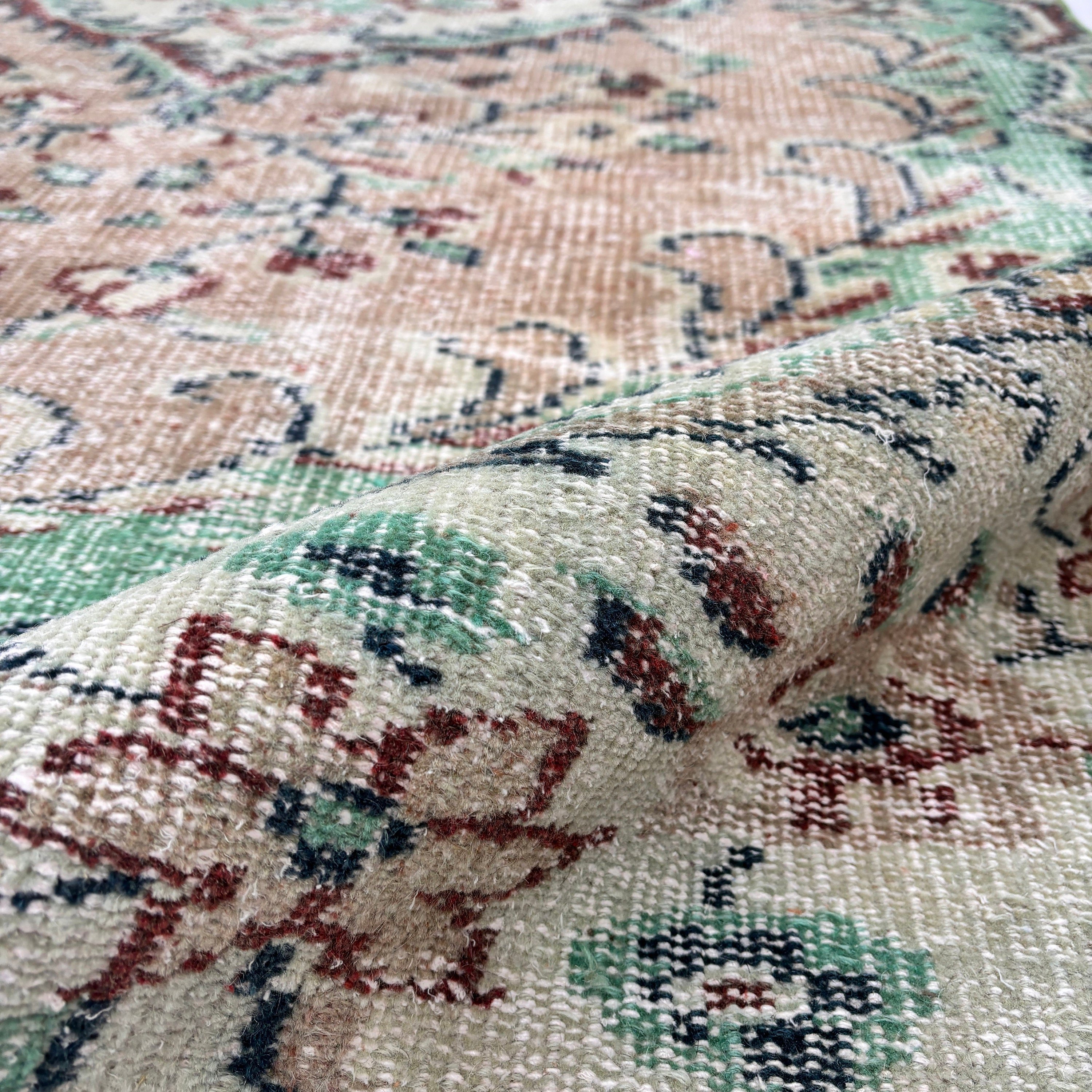 Yer Halısı, Vintage Alan Halısı, Yatak Odası Halıları, Boho Halısı, 4.1x7.8 ft Alan Halısı, Yeşil El Dokuma Halısı, Türk Halısı, Aztek Halıları, Vintage Halı