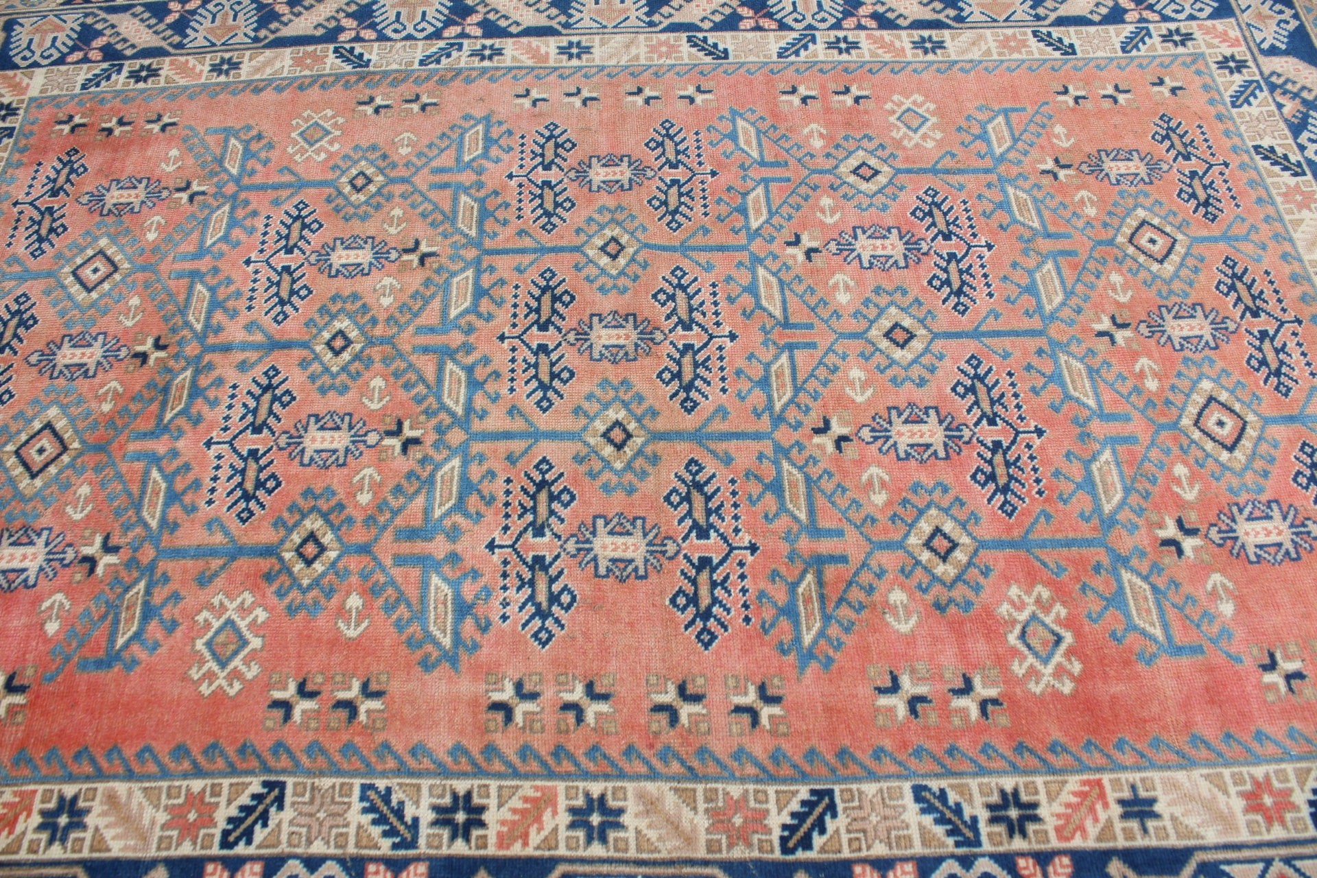 Pembe Oryantal Halı, Vintage Halı, Salon Halıları, Ev Dekorasyonu Halısı, Yatak Odası Halısı, Salon Halıları, 6.3x8.8 ft Büyük Halı, Oushak Halısı, Türk Halıları