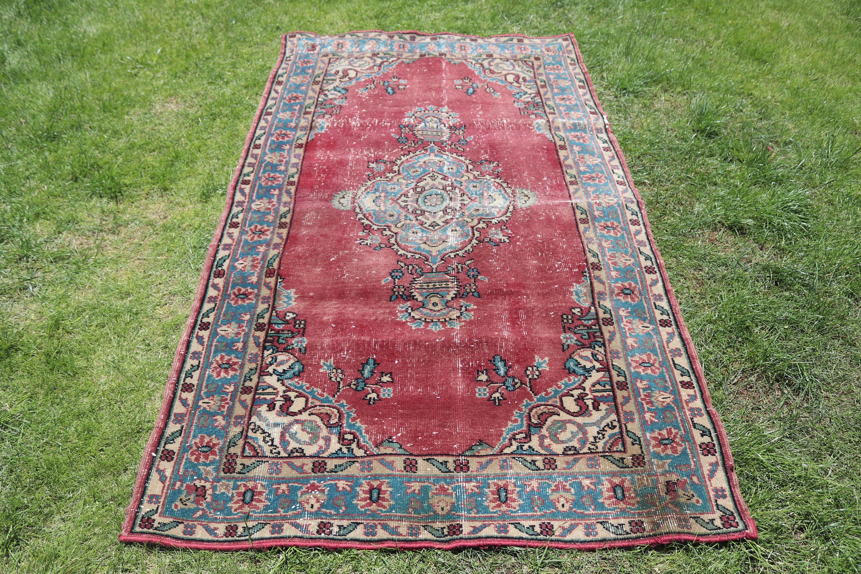 Yer Halısı, Düz Dokuma Halılar, Vintage Halı, Oturma Odası Halısı, 3,8x7 ft Alan Halısı, Türk Halısı, Yatak Odası Halıları, Mavi Antika Halı, Mutfak Halıları