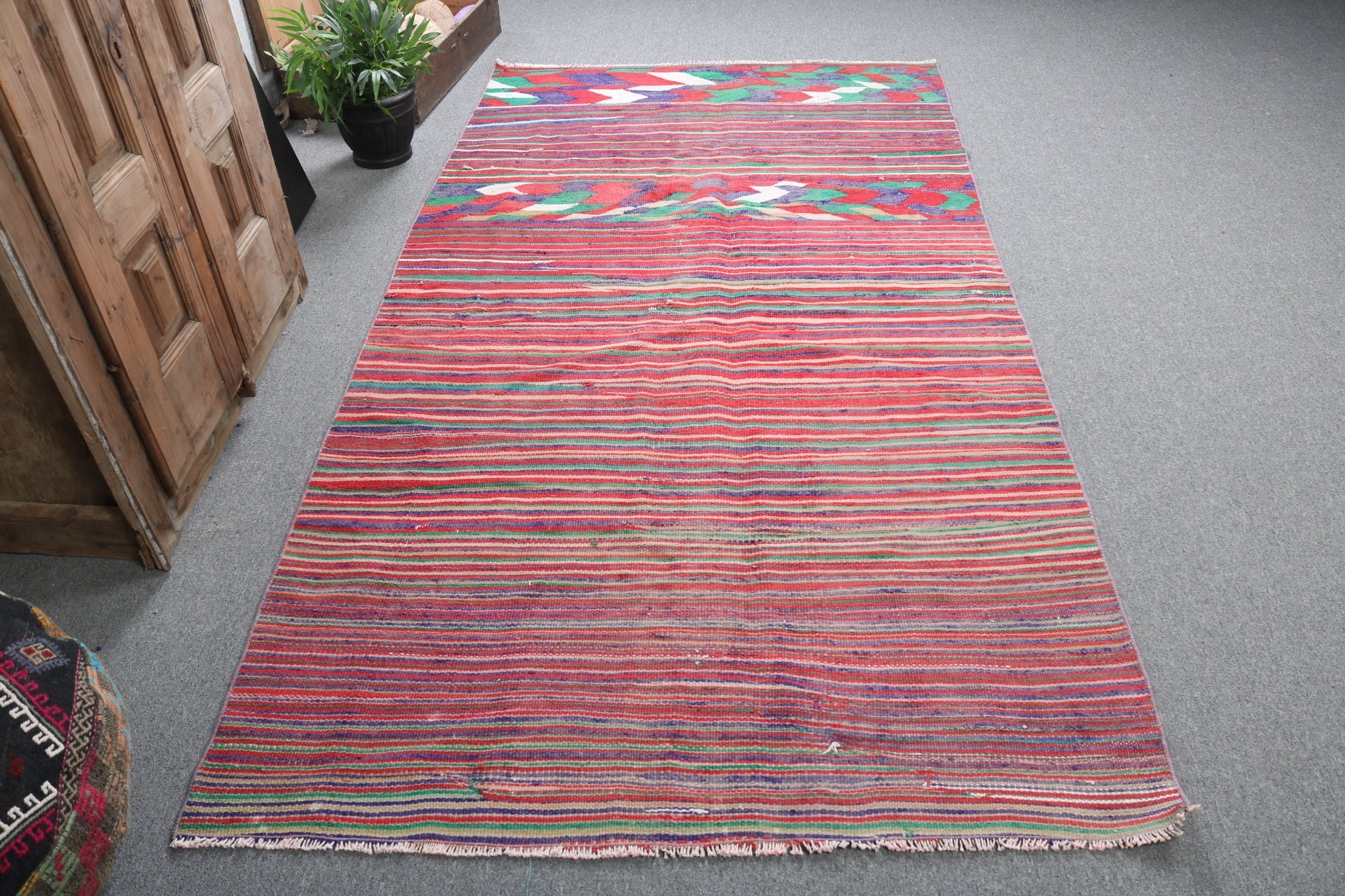 Kilim, Ev Dekorasyonu Halıları, Yatak Odası Halıları, Boho Alan Halısı, 4,4x8,4 ft Alan Halısı, Vintage Alan Halısı, Vintage Halı, Türk Halıları, Kırmızı Fas Halıları