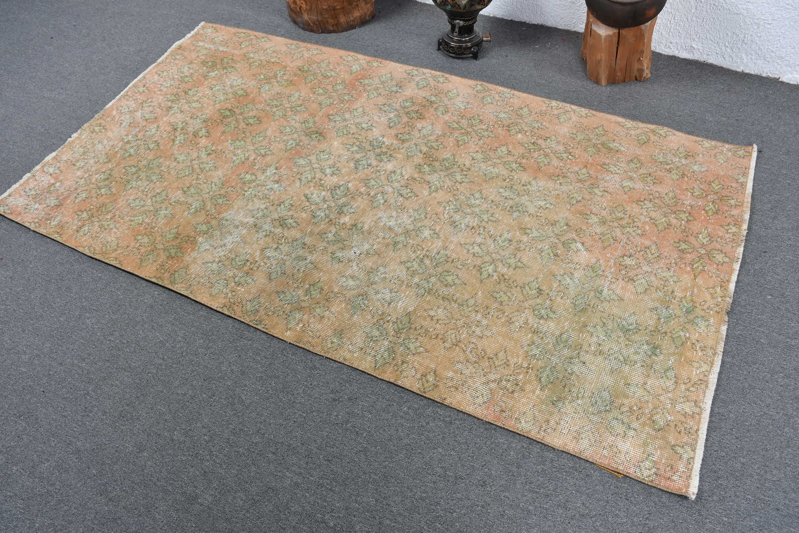 Living Room Rug, 3.7x6.7 ft Area Rug, Tribal Rug, Turkish Rugs, Rugs for Nursery, Orange Bedroom Rug, Antique Rugs, Floor Rugs, Vintage Rug