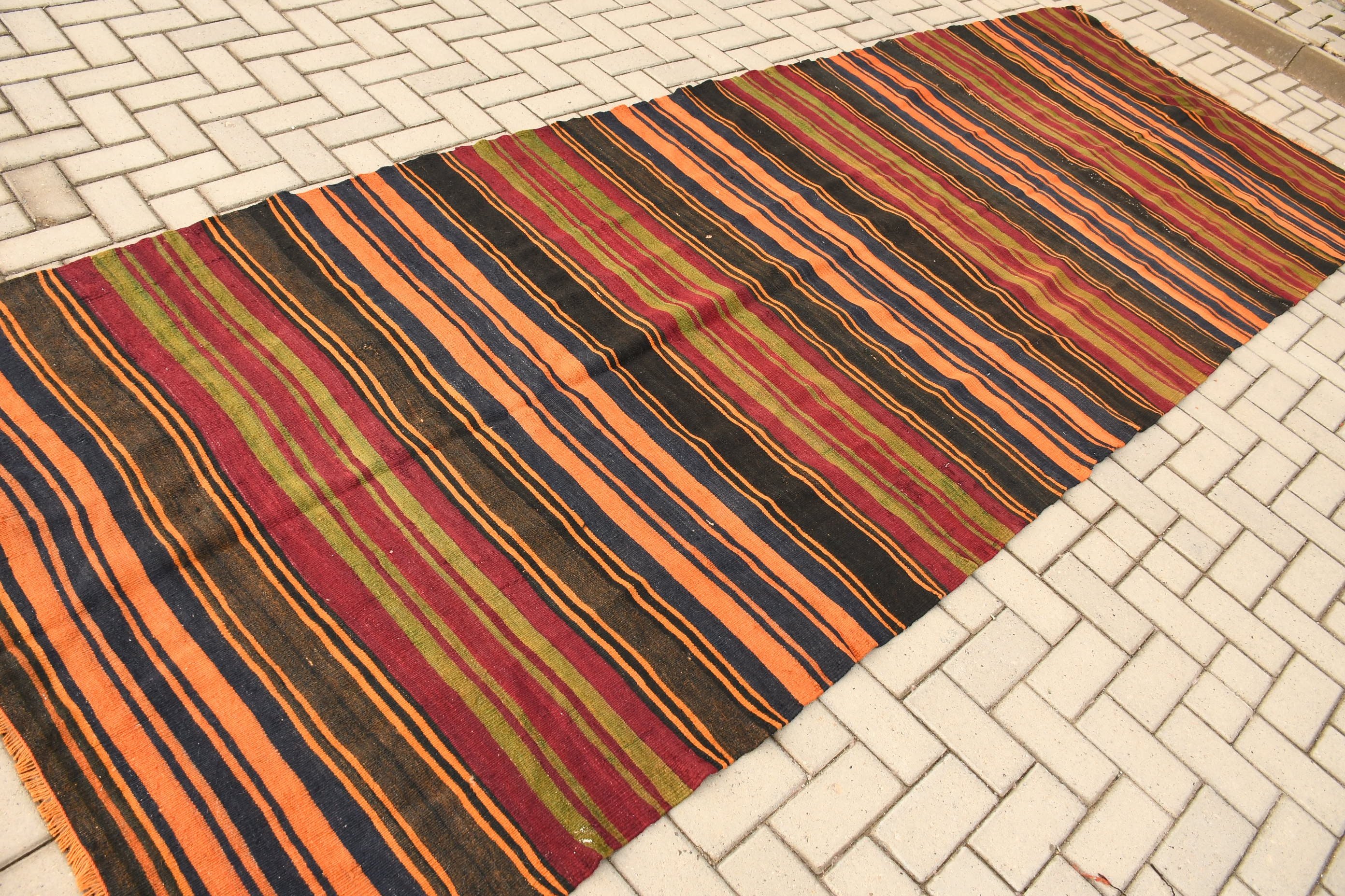 Orange Floor Rug, Rugs for Corridor, Dorm Rug, Cool Rugs, Turkish Rug, Stair Rug, Kilim, Vintage Rug, 4.6x13 ft Runner Rug