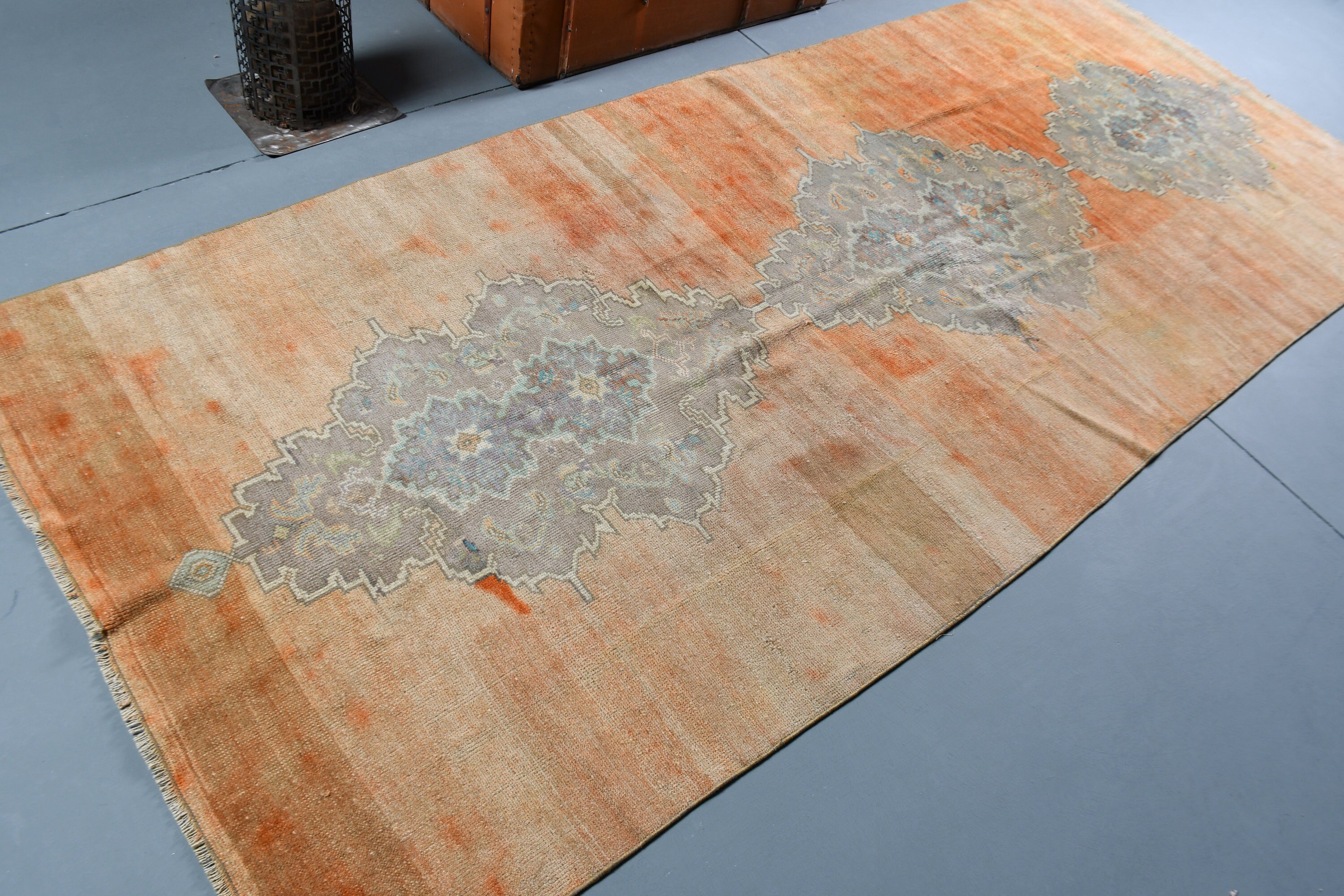 Living Room Rug, Turkish Rugs, Turkey Rug, Vintage Rugs, Oushak Rug, Rugs for Living Room, Colorful Rug, 4.3x10.4 ft Large Rugs, Salon Rugs