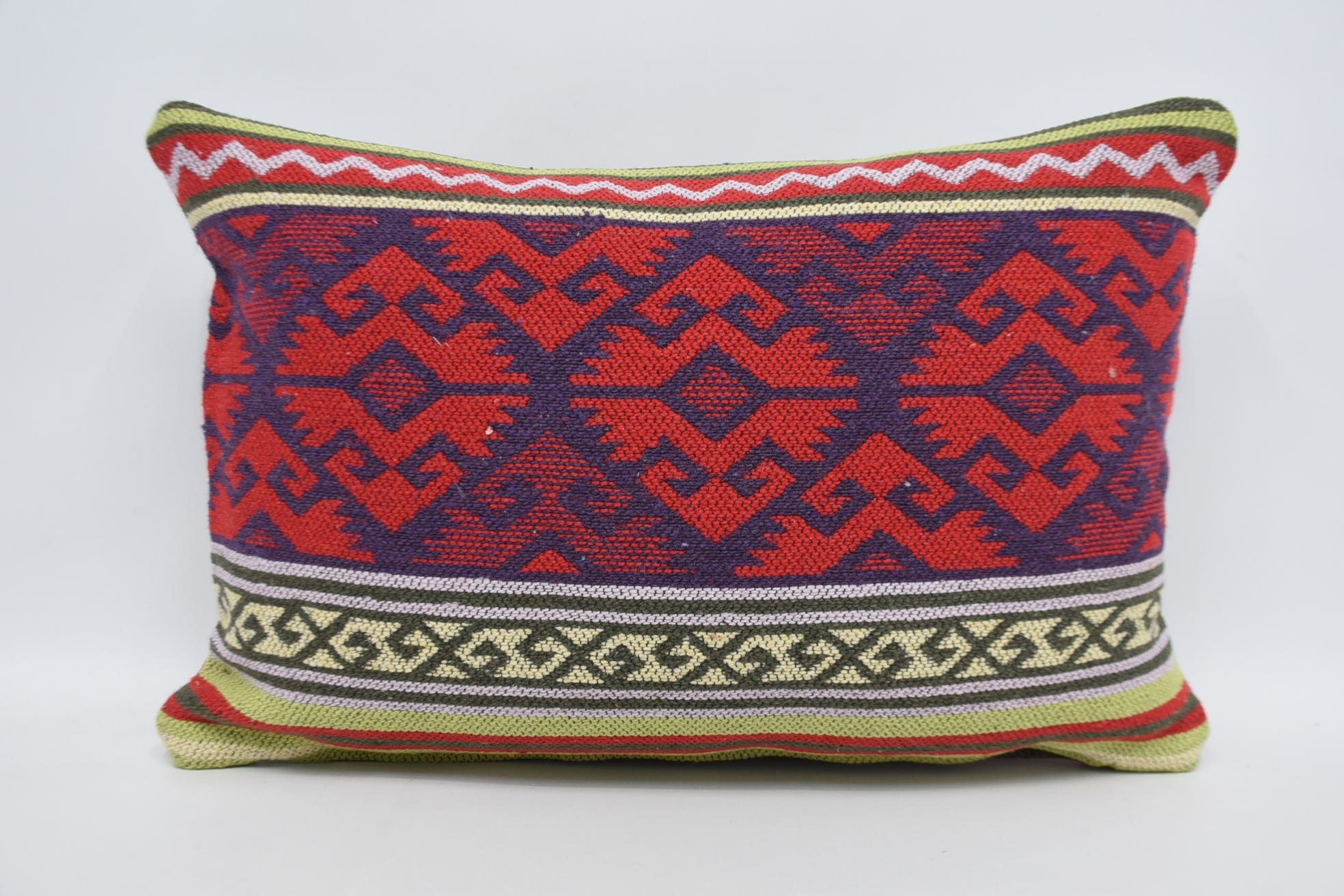Decorative Throw Pillow, 16"x24" Red Cushion, One Of A Kind Cushion Cover, Antique Pillows, Handmade Kilim Cushion, Turkish Pillow