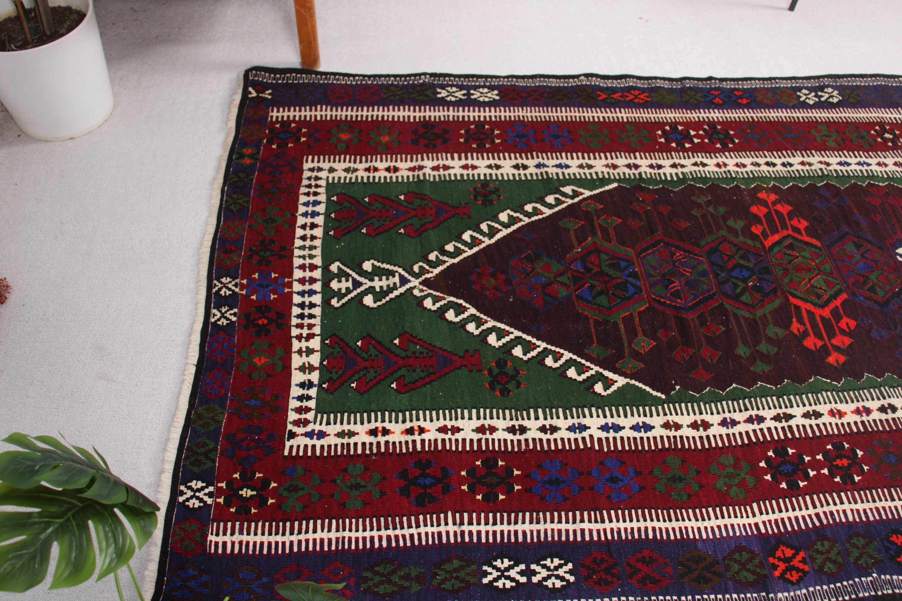 İç Mekan Halısı, Kilim, Vintage Halılar, 4,7x6,1 ft Alan Halıları, Açıklama Halıları, El Dokuma Halı, Türk Halısı, Yemek Odası Halısı, Mor Boho Halısı