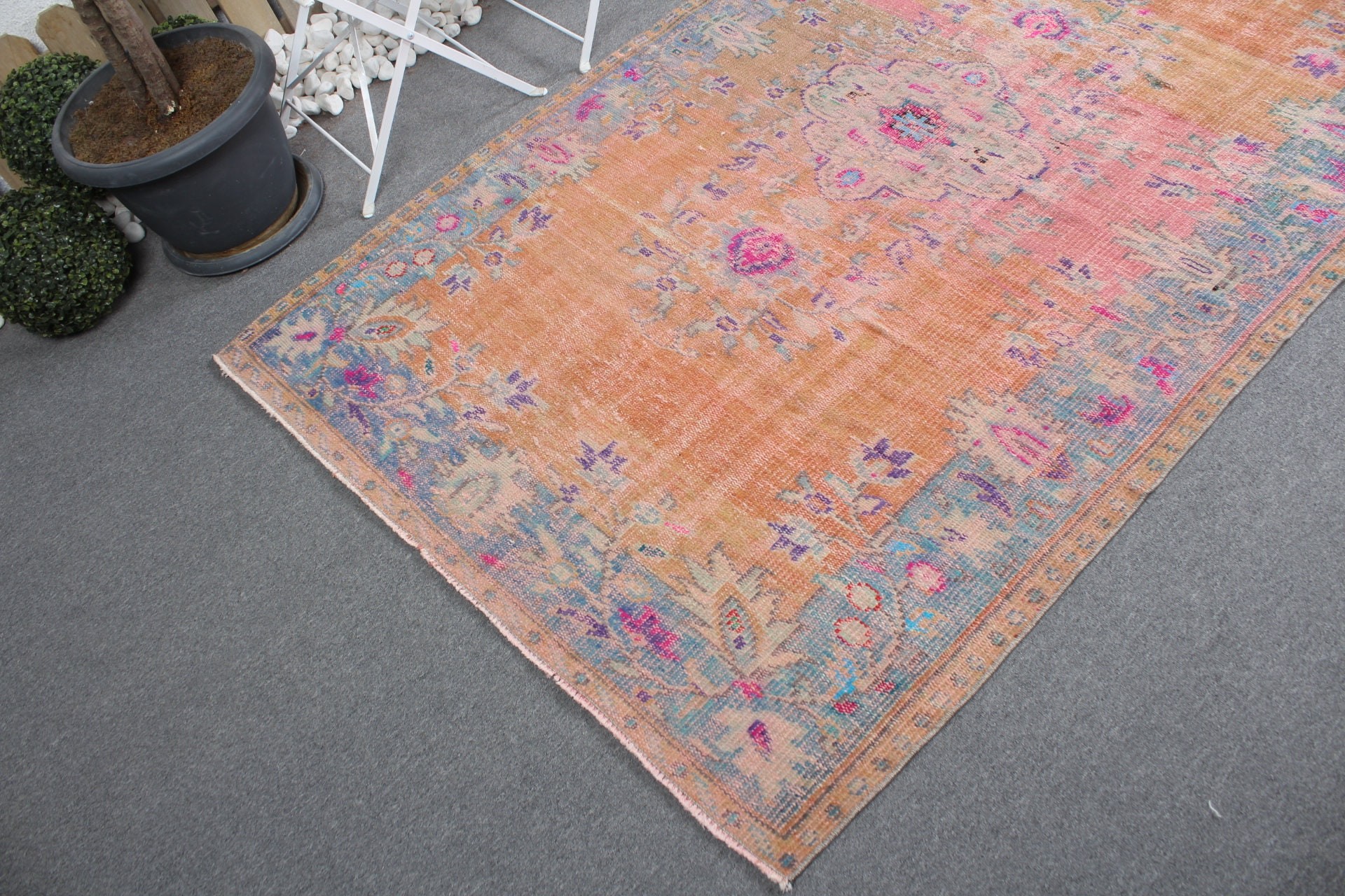 Bedroom Rug, 4.3x6.9 ft Area Rugs, Indoor Rugs, Orange Floor Rug, Rugs for Floor, Oriental Rug, Hand Woven Rug, Vintage Rug, Turkish Rug