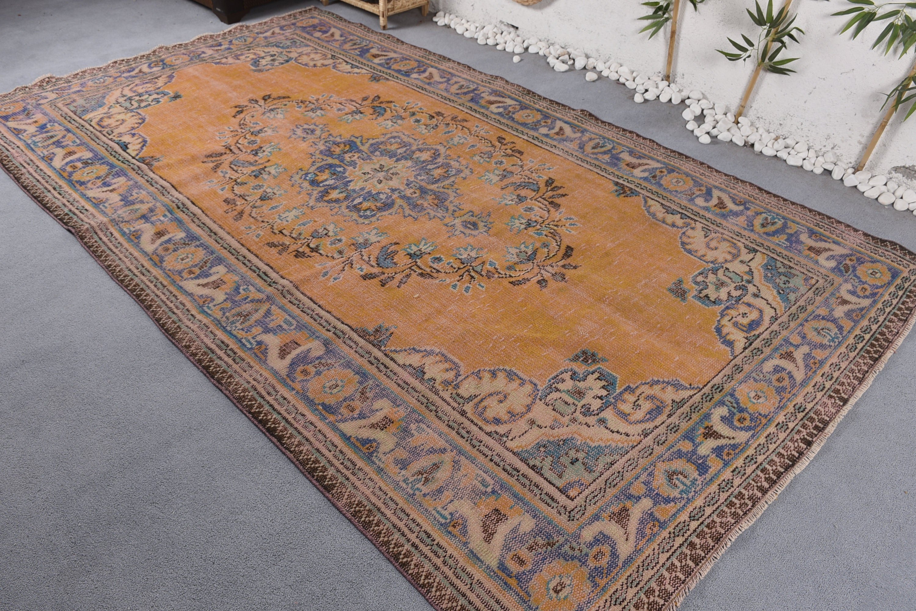 Turkish Rug, Living Room Rug, Orange Antique Rug, 5.8x9.8 ft Large Rugs, Anatolian Rugs, Dining Room Rugs, Vintage Rugs