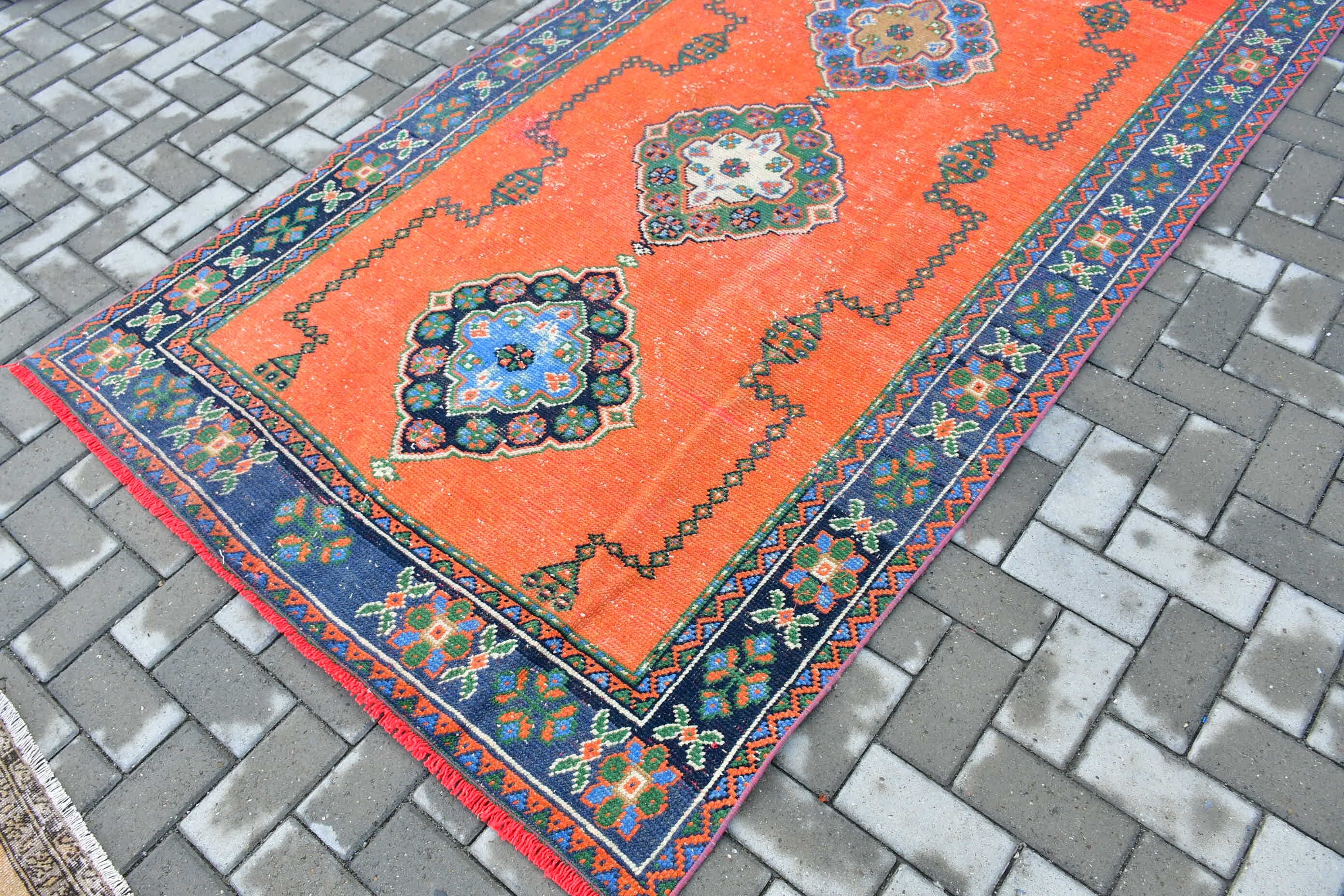 Cool Rug, Floor Rugs, Rugs for Living Room, 4.6x10.3 ft Large Rug, Vintage Rugs, Orange Oriental Rug, Salon Rug, Turkish Rug, Bedroom Rugs