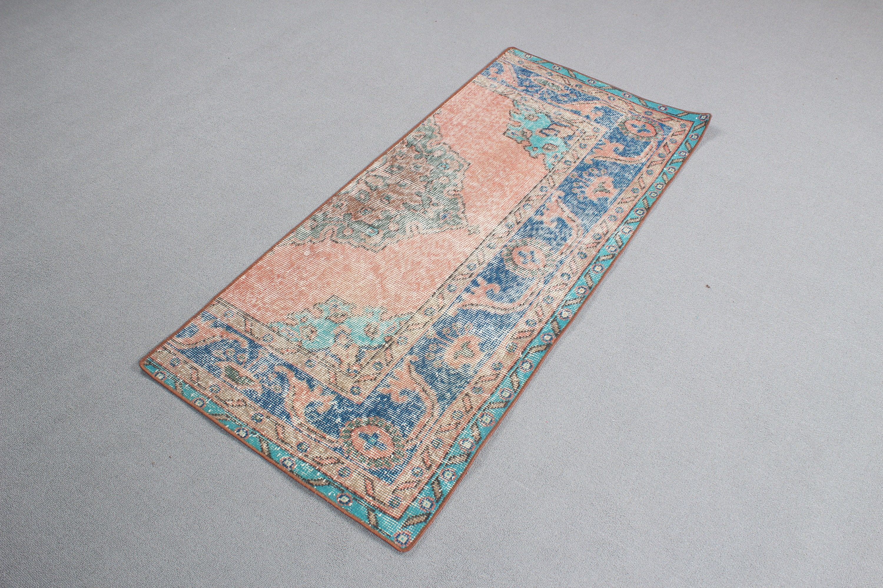 Oriental Rug, Organic Rug, Vintage Rugs, Neutral Rugs, Turkish Rug, 2.1x4.8 ft Small Rugs, Small Boho Rugs, Blue Modern Rug, Small Area Rug