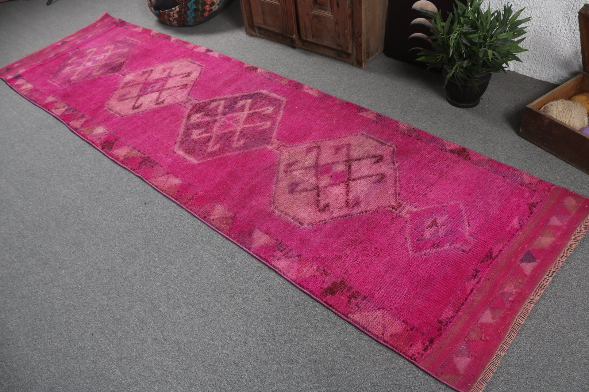 3x10.7 ft Runner Rug, Pink Moroccan Rugs, Boho Rugs, Floor Rugs, Vintage Runner Rug, Turkish Rug, Vintage Rug, Rugs for Vintage Runner