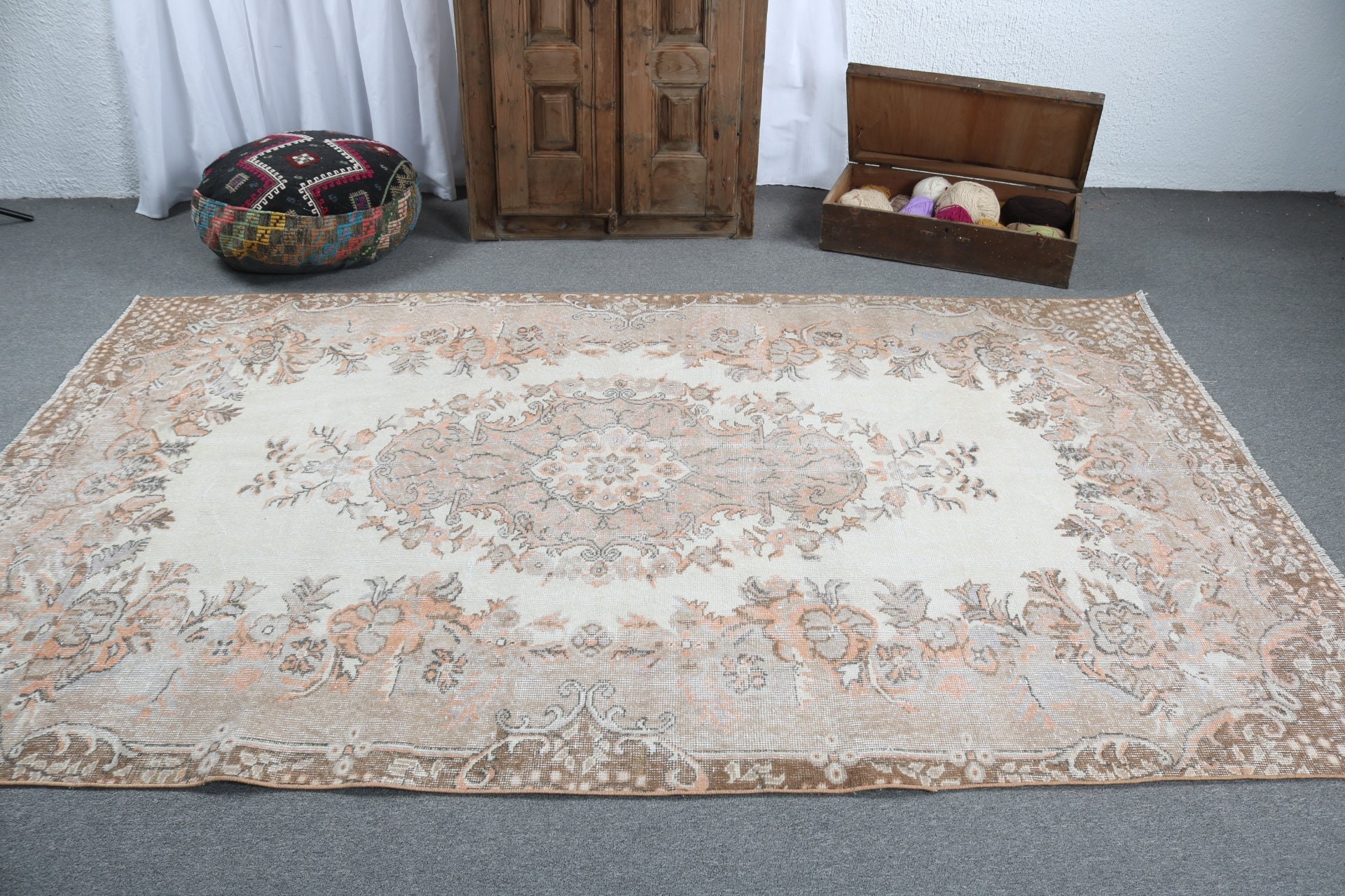 Büyük Boho Halılar, El Dokuma Halılar, Türk Halıları, 5,5x9,1 ft Büyük Halılar, Oturma Odası Halıları, Bildiri Halısı, Kahverengi Düz Dokuma Halılar, Vintage Halı