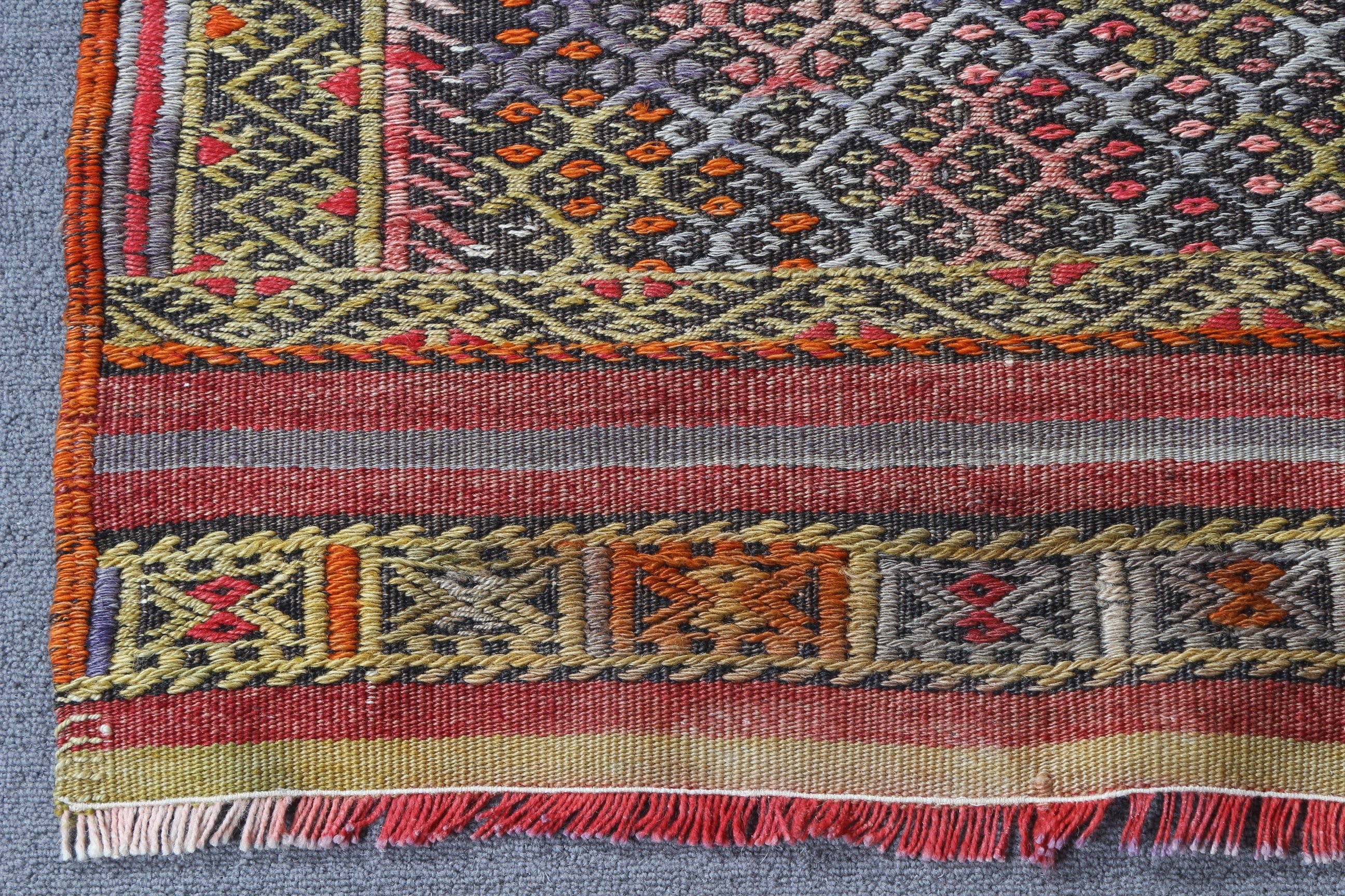 Oryantal Halı, Vintage Halı, Duvara Asılı Halı, Türk Halısı, 2.4x3.9 ft Küçük Halı, Mutfak Halıları, Turuncu Oushak Halı, Kilim