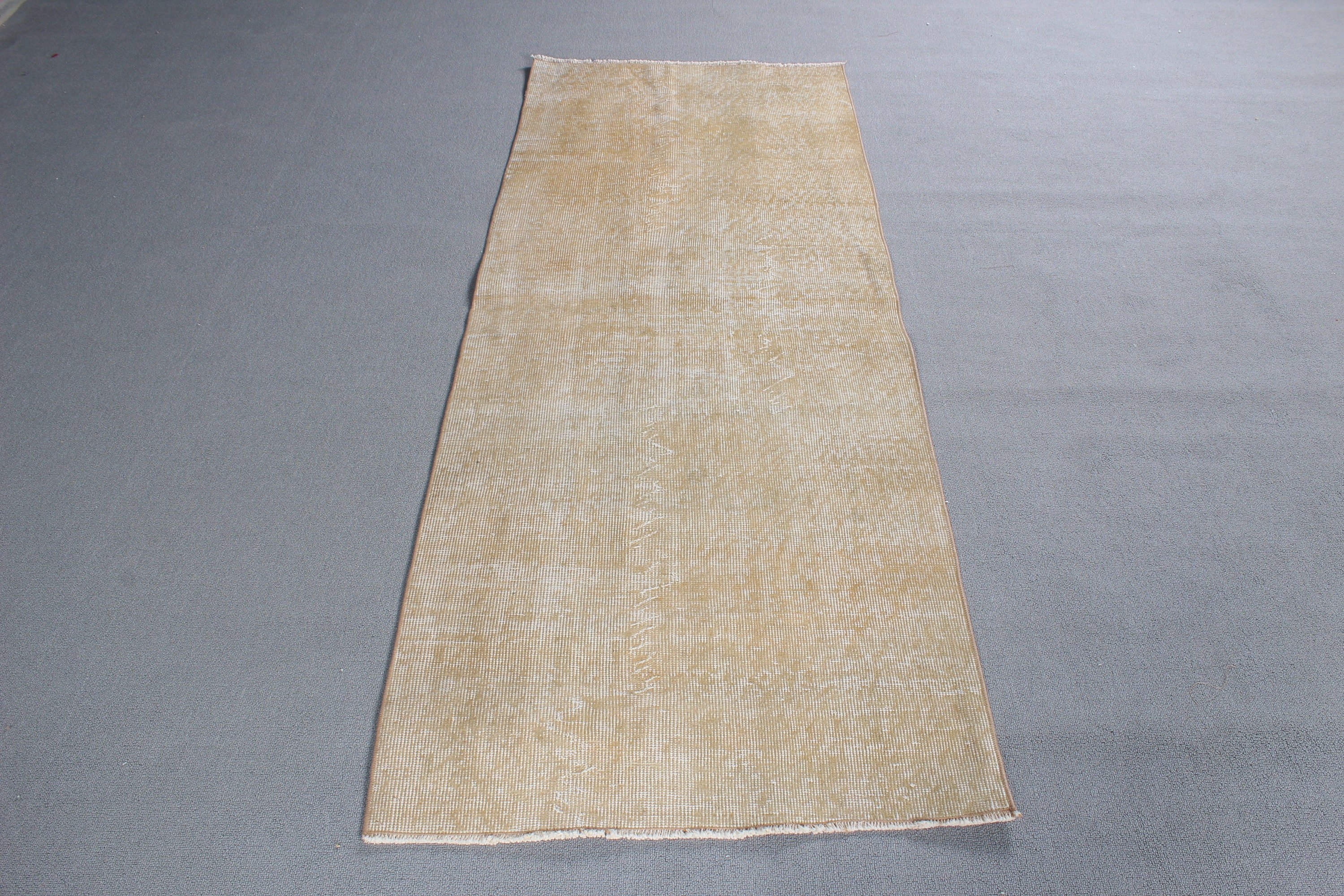 Vintage Halı, Vintage Runner Halı, Etnik Halılar, 2.6x6.6 ft Runner Halı, Yer Halısı, Mutfak Halıları, El Dokuma Halı, Türk Halısı, Sarı Yün Halı