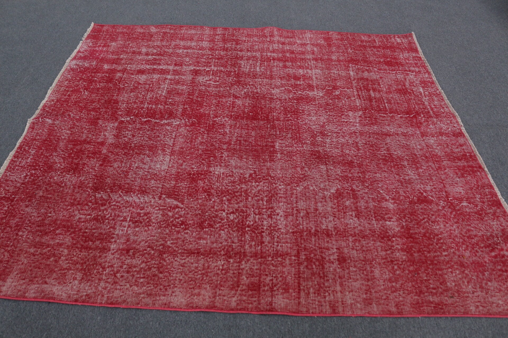 Living Room Rug, Red Moroccan Rug, Vintage Rug, Turkish Rug, Moroccan Rugs, Salon Rugs, 6x6.8 ft Large Rug, Rugs for Bedroom