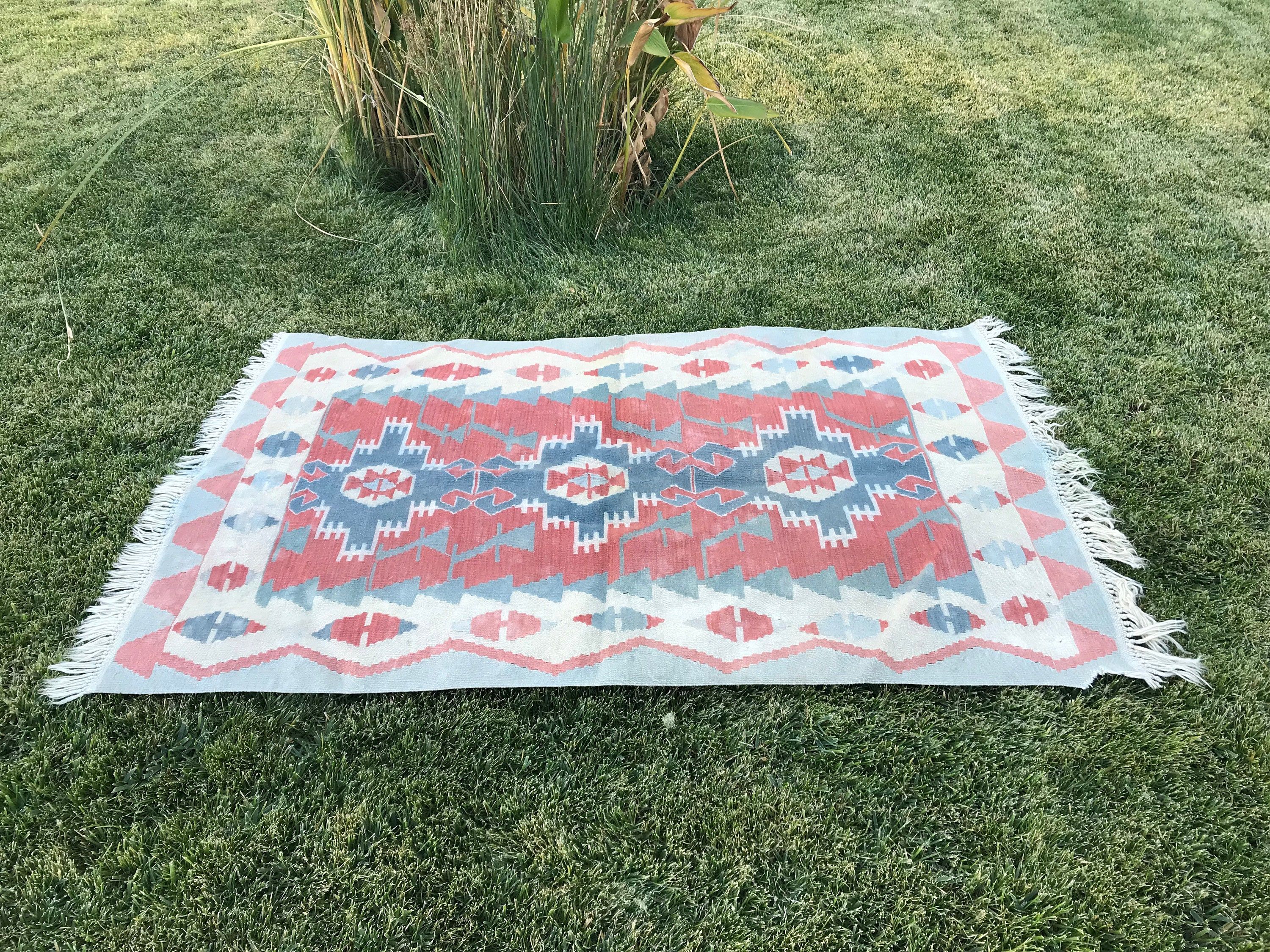 Kilim, Red Antique Rugs, Turkish Rugs, 3.7x5.6 ft Accent Rug, Vintage Rug, Moroccan Rug, Kitchen Rugs, Old Rug, Entry Rug, Nursery Rug