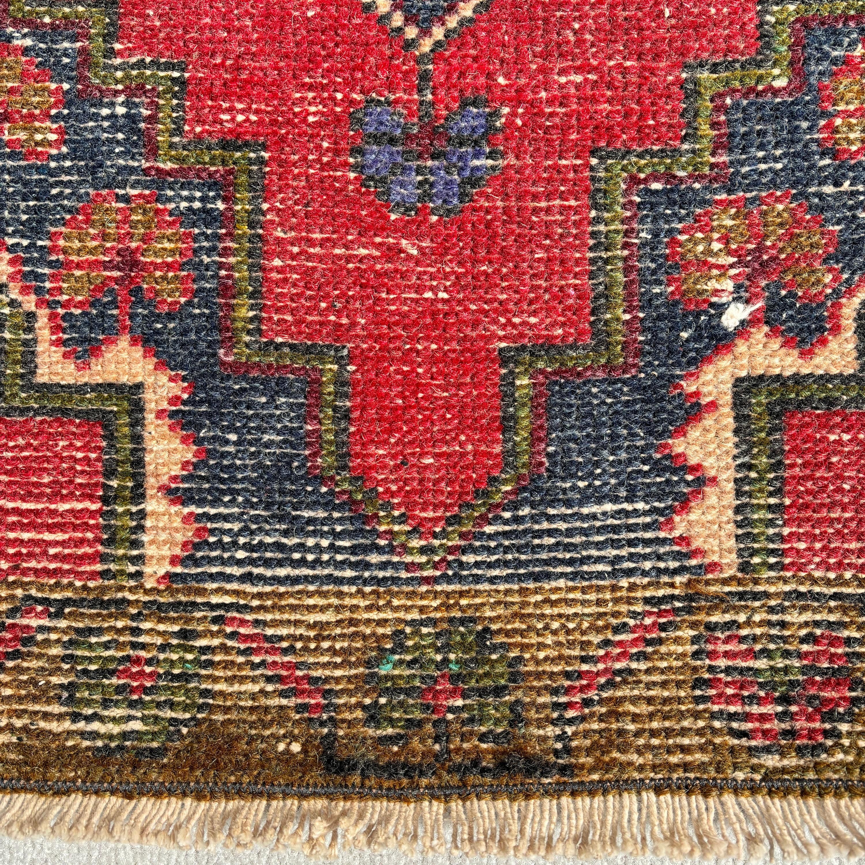 Turkish Rugs, Handwoven Rug, Kitchen Rugs, Vintage Rugs, Flatweave Rugs, Red  1.7x3.5 ft Small Rugs, Floor Rug, Bathroom Rug