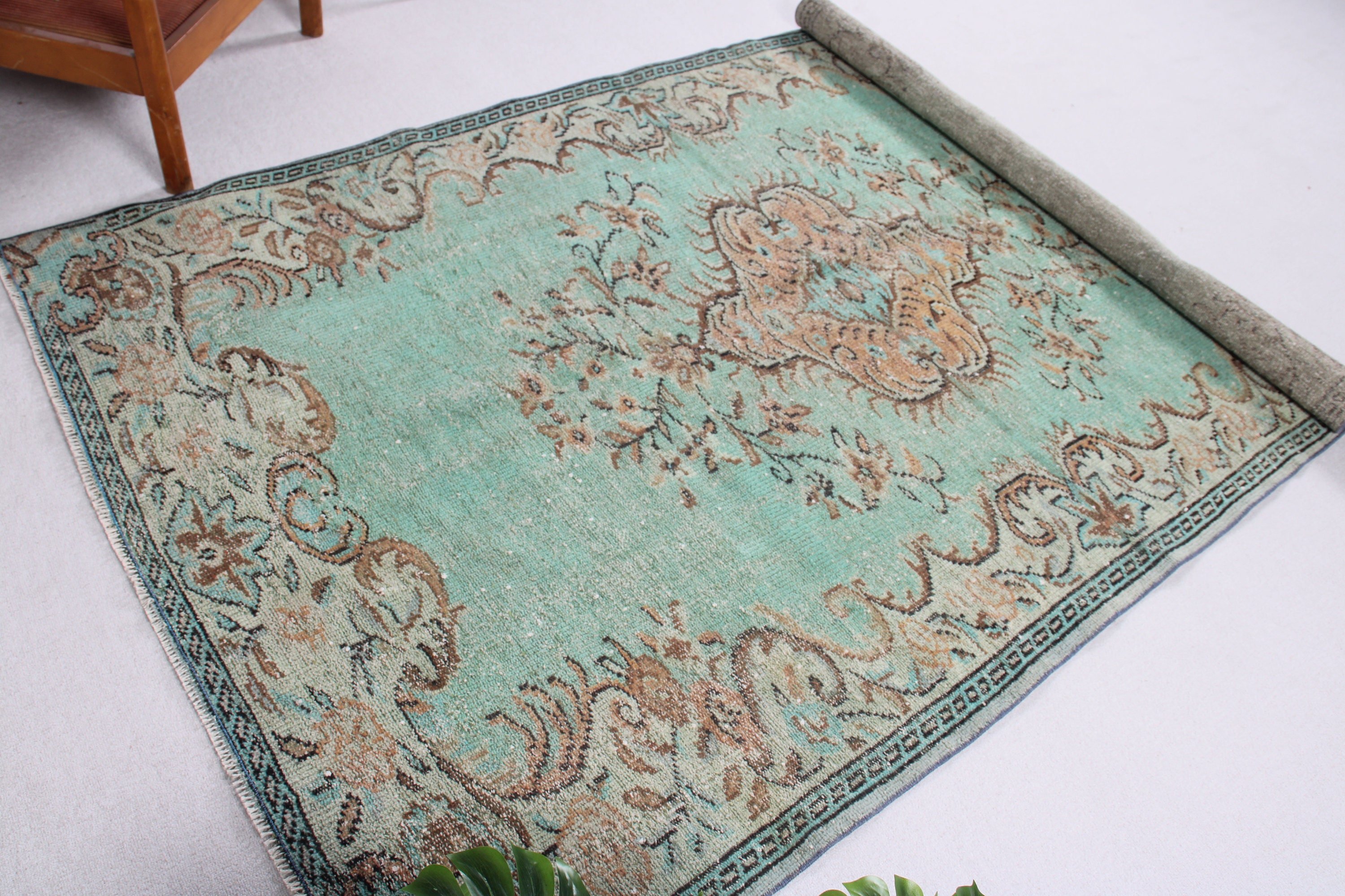 Vintage Halı, Türk Halısı, Büyük Oushak Halıları, Anadolu Halıları, Yeşil 5.3x8.5 ft Büyük Halılar, Büyük Boho Halıları, Modern Halılar