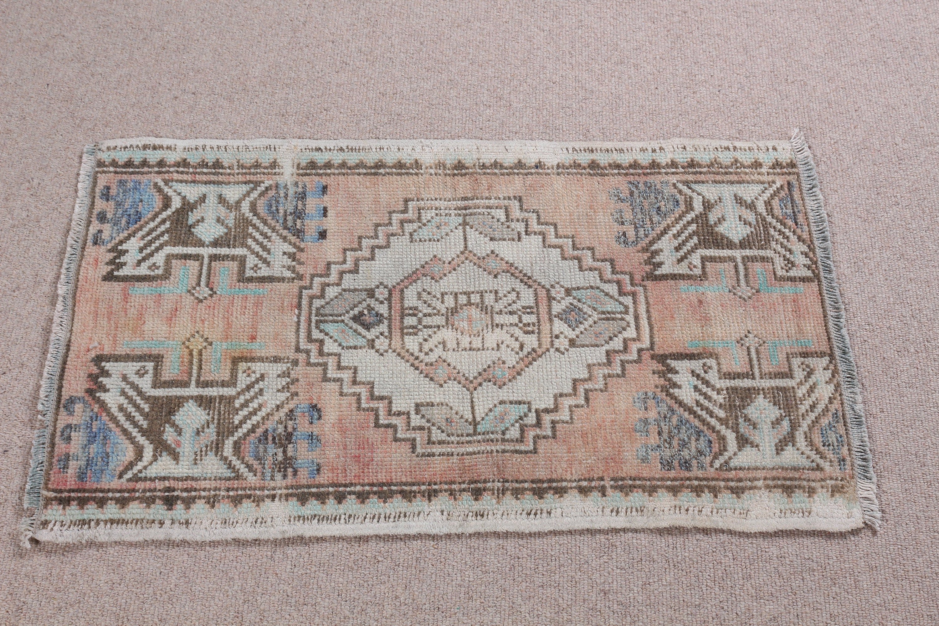 Vintage Halı, Çocuk Halısı, Eski Halı, Türk Halısı, Yatak Odası Halısı, Yer Halıları, Bej Oryantal Halı, Giriş Halıları, Yün Halı, 1,5x2,7 ft Küçük Halı