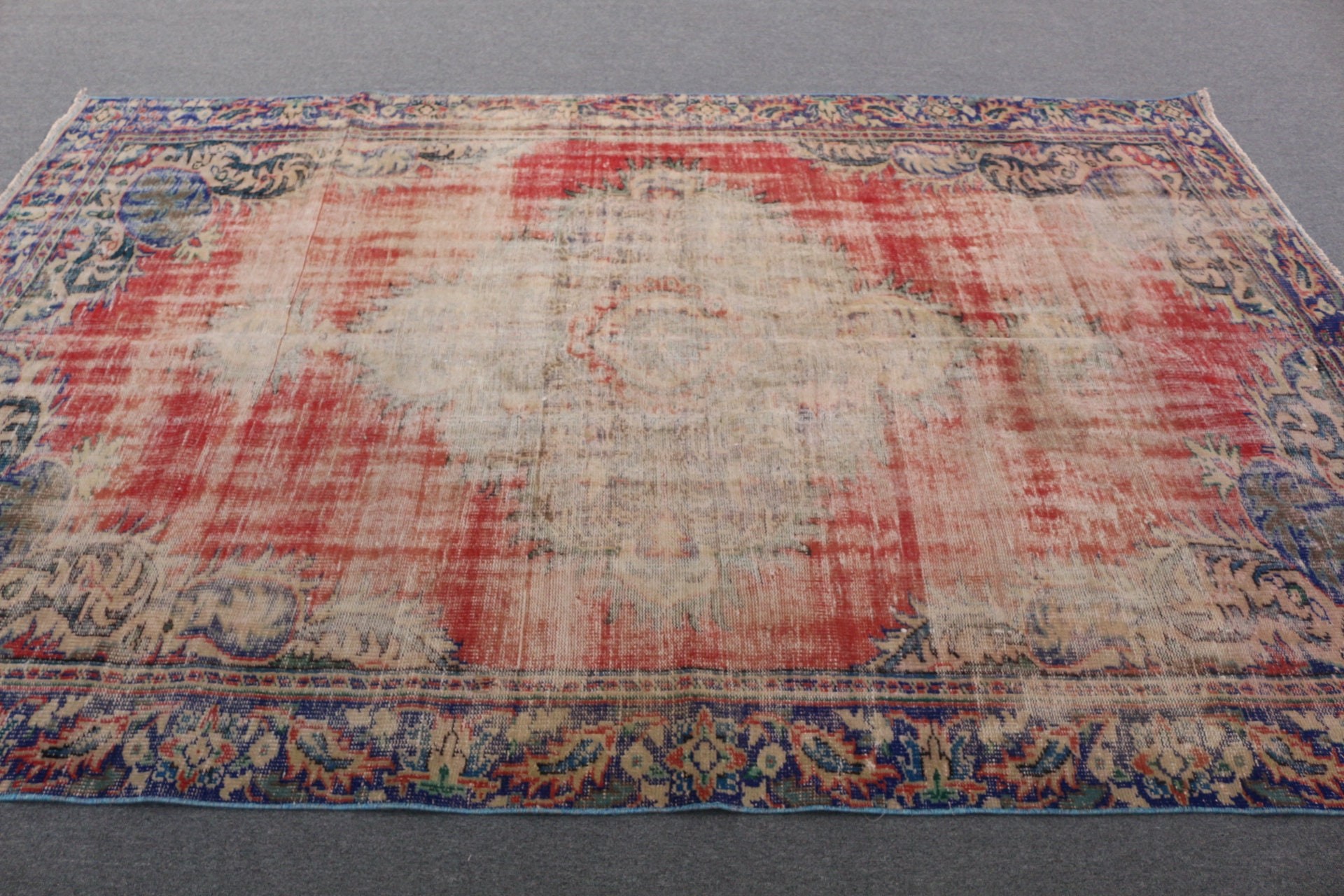 Cool Rug, Red Cool Rugs, Dining Room Rugs, Rugs for Salon, Bedroom Rugs, Vintage Rug, 6.3x9.9 ft Large Rug, Turkish Rugs, Anatolian Rug