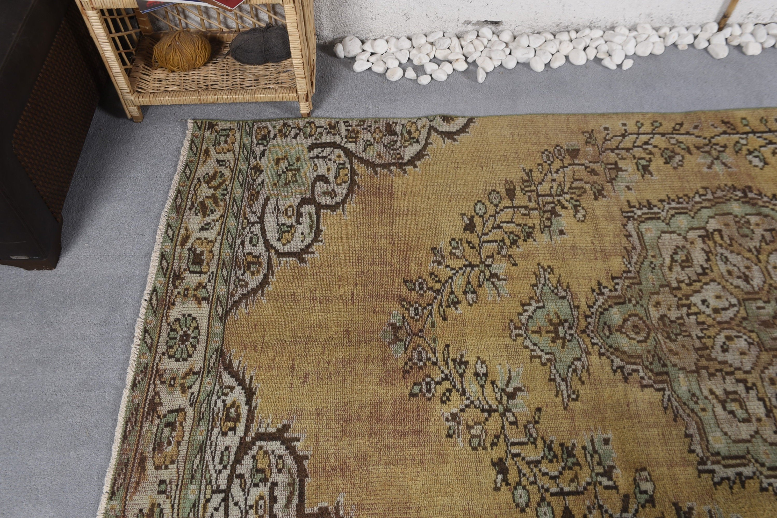 Anatolian Rugs, Rugs for Floor, 4.3x9.3 ft Area Rug, Green Oushak Rug, Floor Rug, Turkish Rug, Bedroom Rug, Nursery Rug, Vintage Rugs