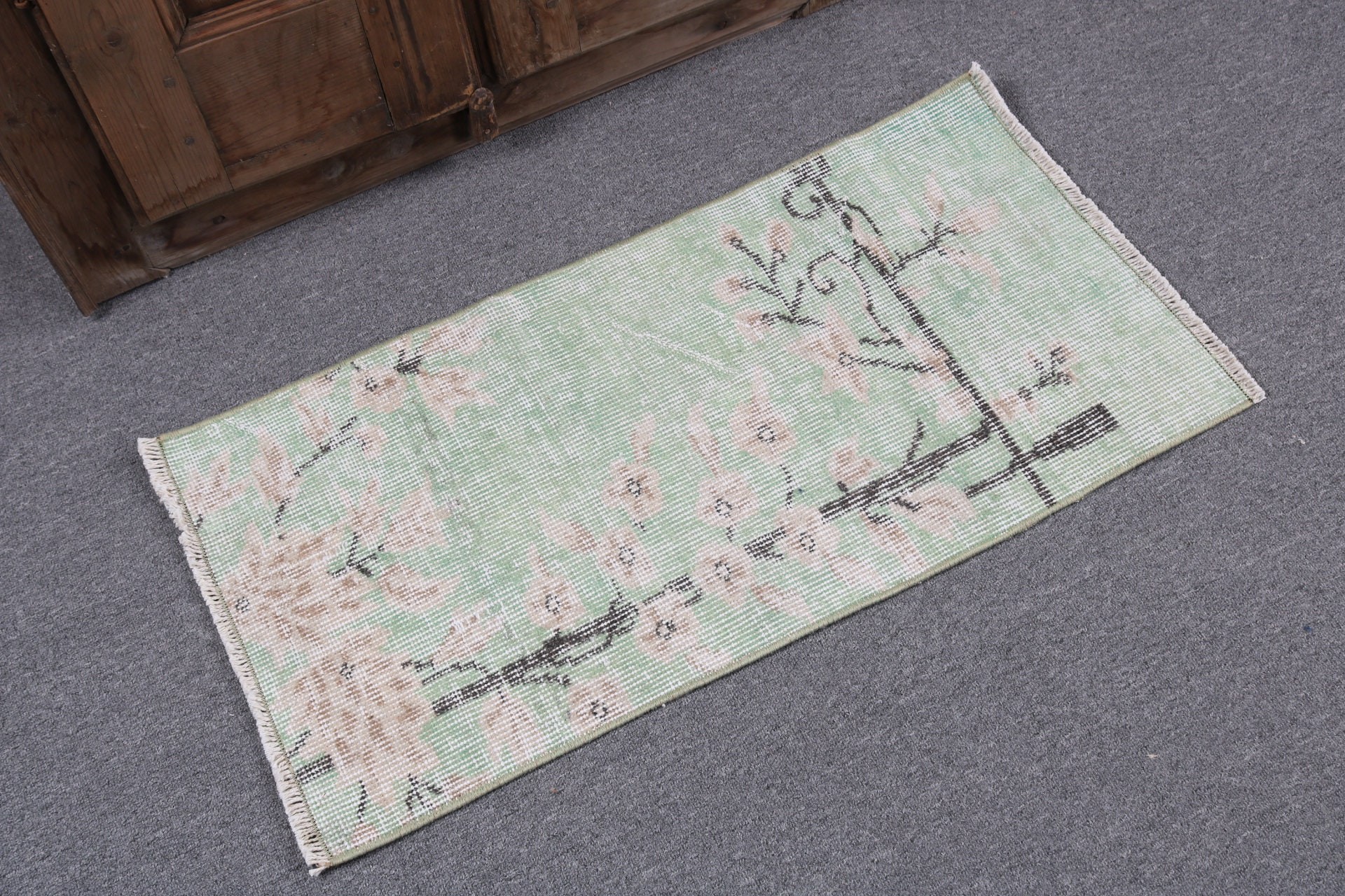 Anatolian Rug, Green Luxury Rug, Vintage Rugs, Nursery Rug, 1.5x2.9 ft Small Rug, Cool Rug, Small Boho Rugs, Turkish Rug, Decorative Rug