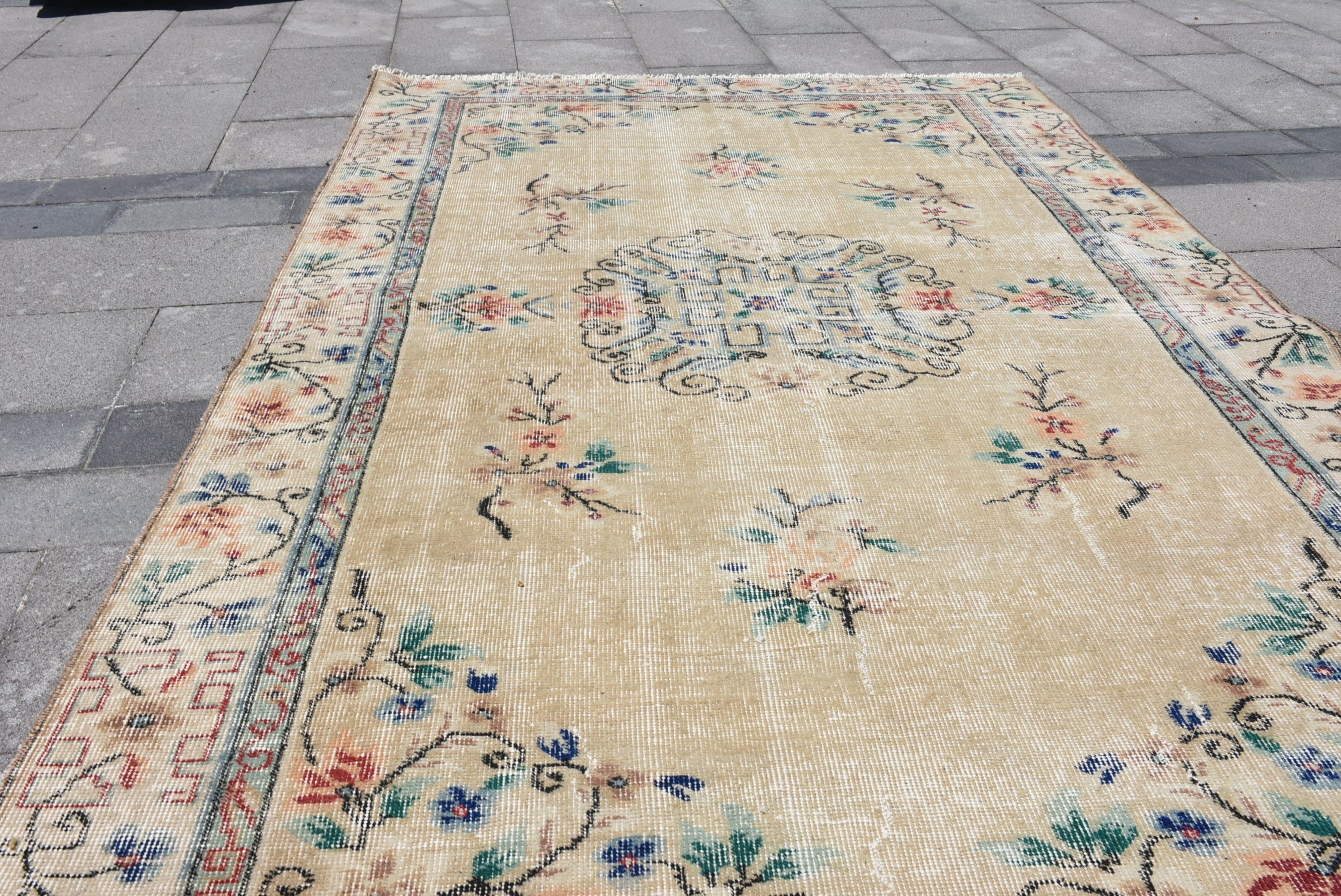 Beige Bedroom Rug, Living Room Rugs, 4.9x8.2 ft Large Rugs, Salon Rug, Vintage Rug, Home Decor Rugs, Turkish Rugs, Pale Rugs