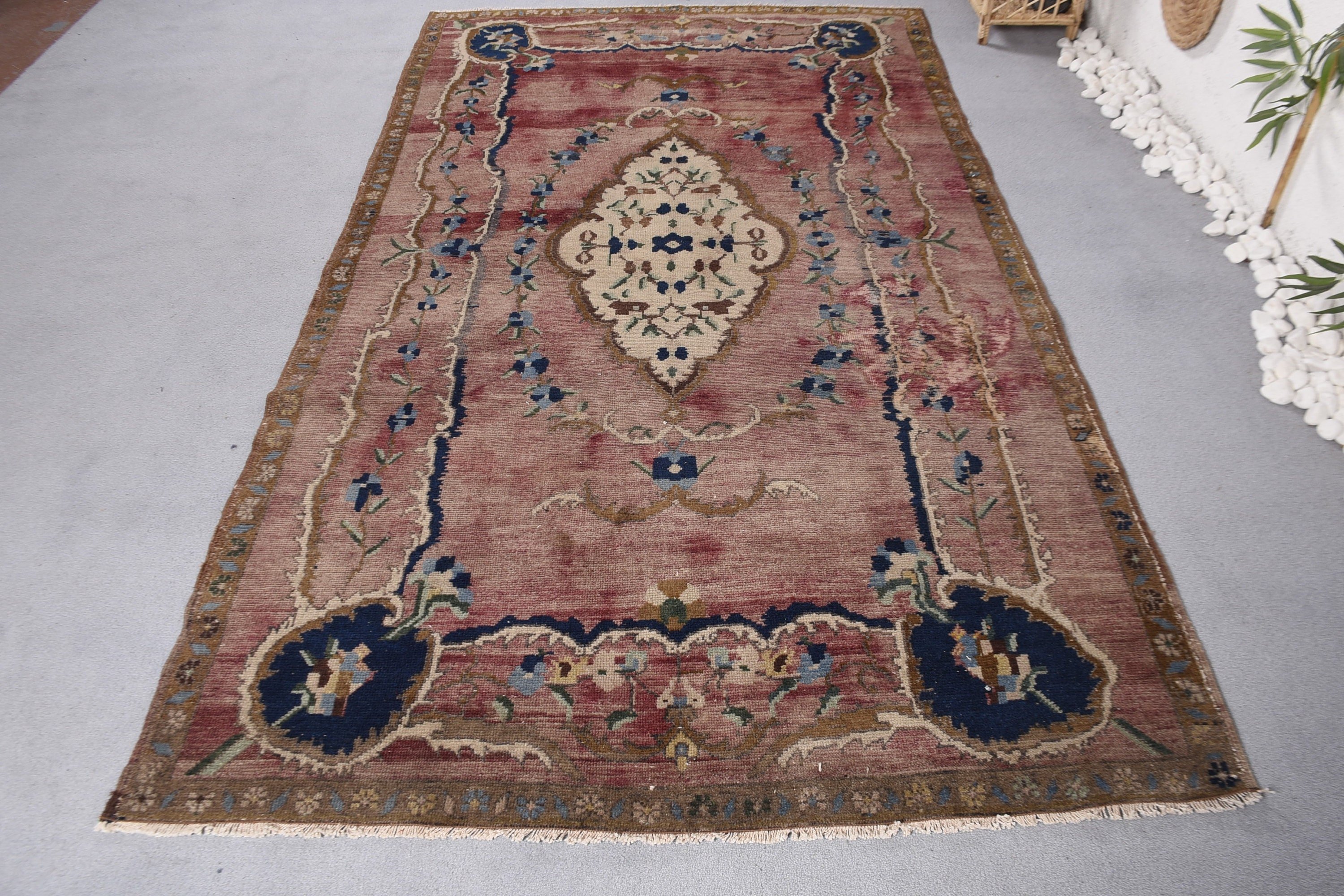 Oushak Halı, Vintage Halı, Oturma Odası Halıları, Türk Halıları, Vintage Dekor Halısı, Beyaz Yün Halısı, Yatak Odası Halısı, Yün Halıları, 4,9x8,7 ft Büyük Halı