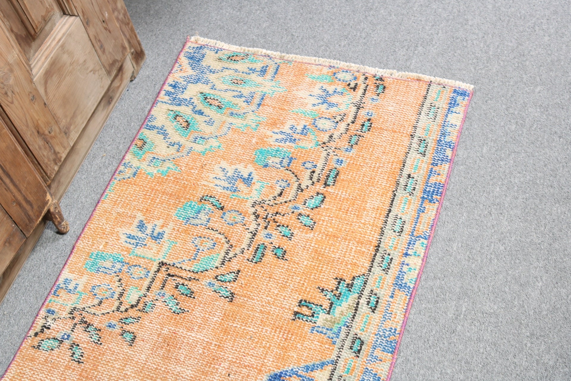 Bedroom Rugs, Oushak Rug, Vintage Rug, Neutral Rug, 2x3.5 ft Small Rugs, Door Mat Rugs, Turkish Rug, Orange Luxury Rug, Bath Mat Cute Rugs