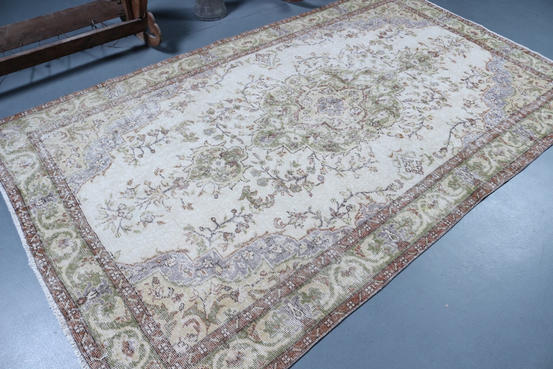 Yemek Odası Halıları, Yemek Odası Halısı, Türk Halısı, Vintage Halı, 5.2x8.9 ft Büyük Halı, Salon Halısı, Mutfak Halısı, Antika Halı, Bej Yün Halı