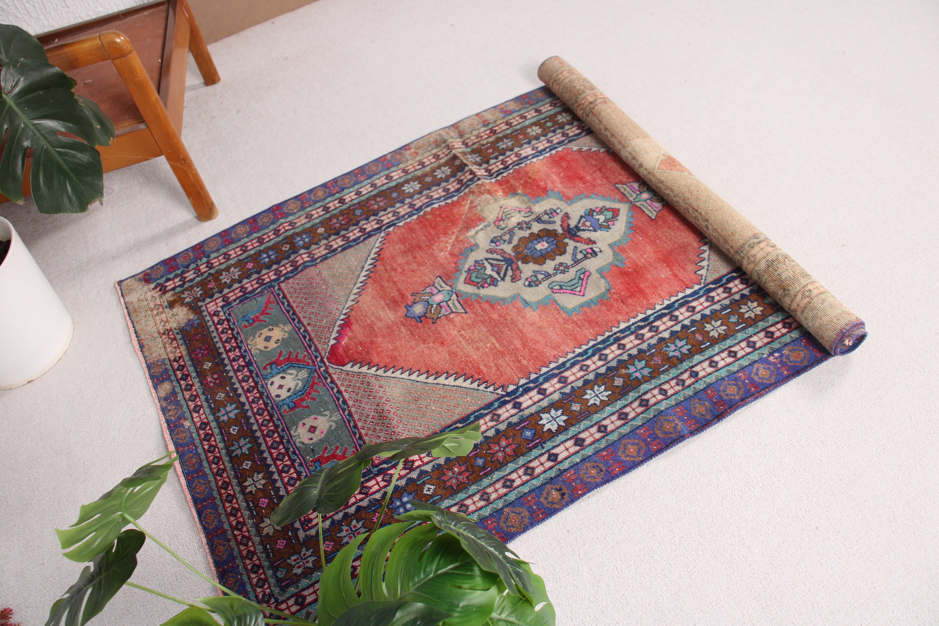 Türkiye Halısı, Türk Halısı, 3,4x5,5 ft Aksan Halıları, Yatak Odası Halıları, Kırmızı Açıklama Halıları, Yün Halısı, Anadolu Halıları, Vintage Halılar, Mutfak Halısı